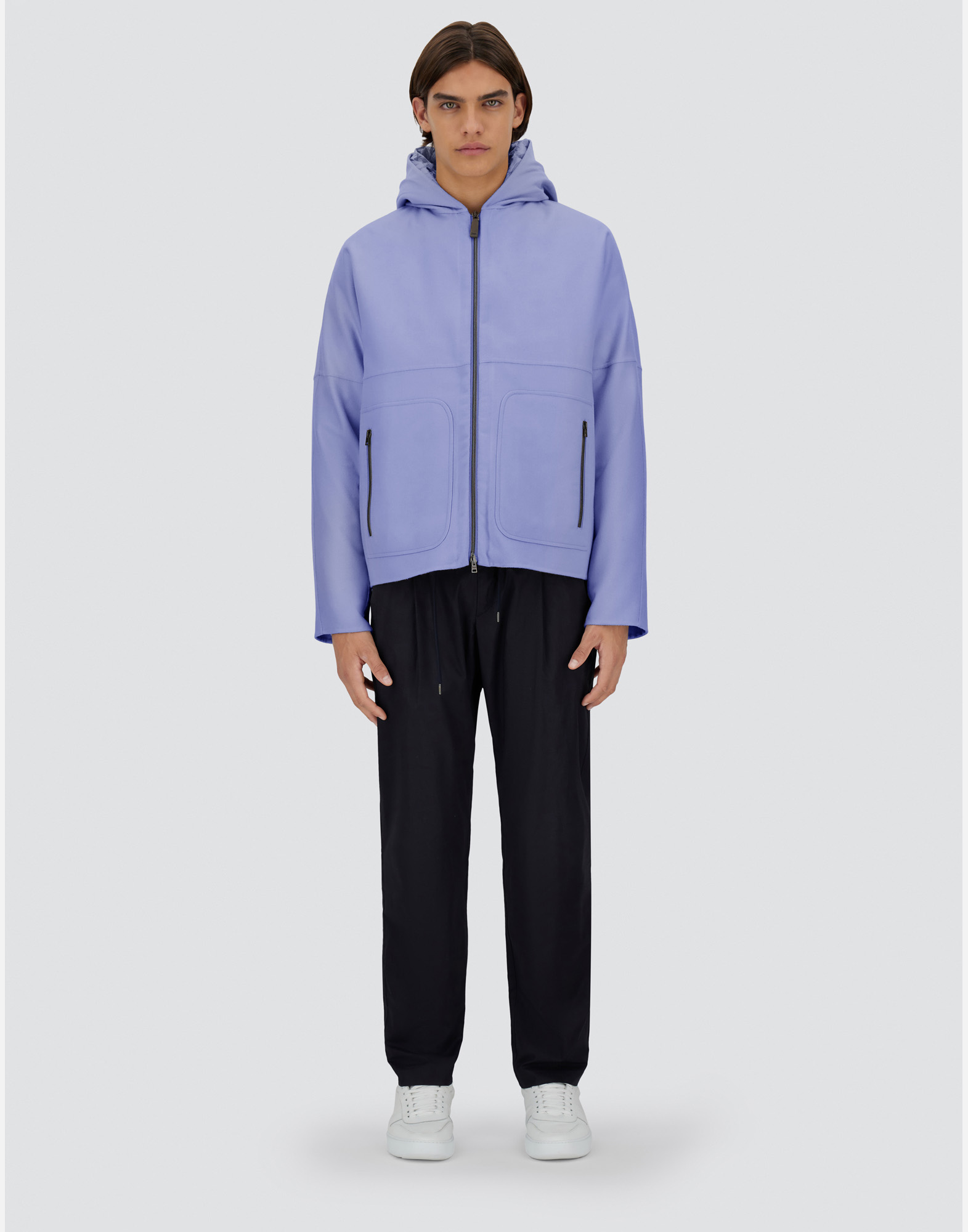 Herno Jacket In Double Wool And Nylon Ultralight In Light Blue