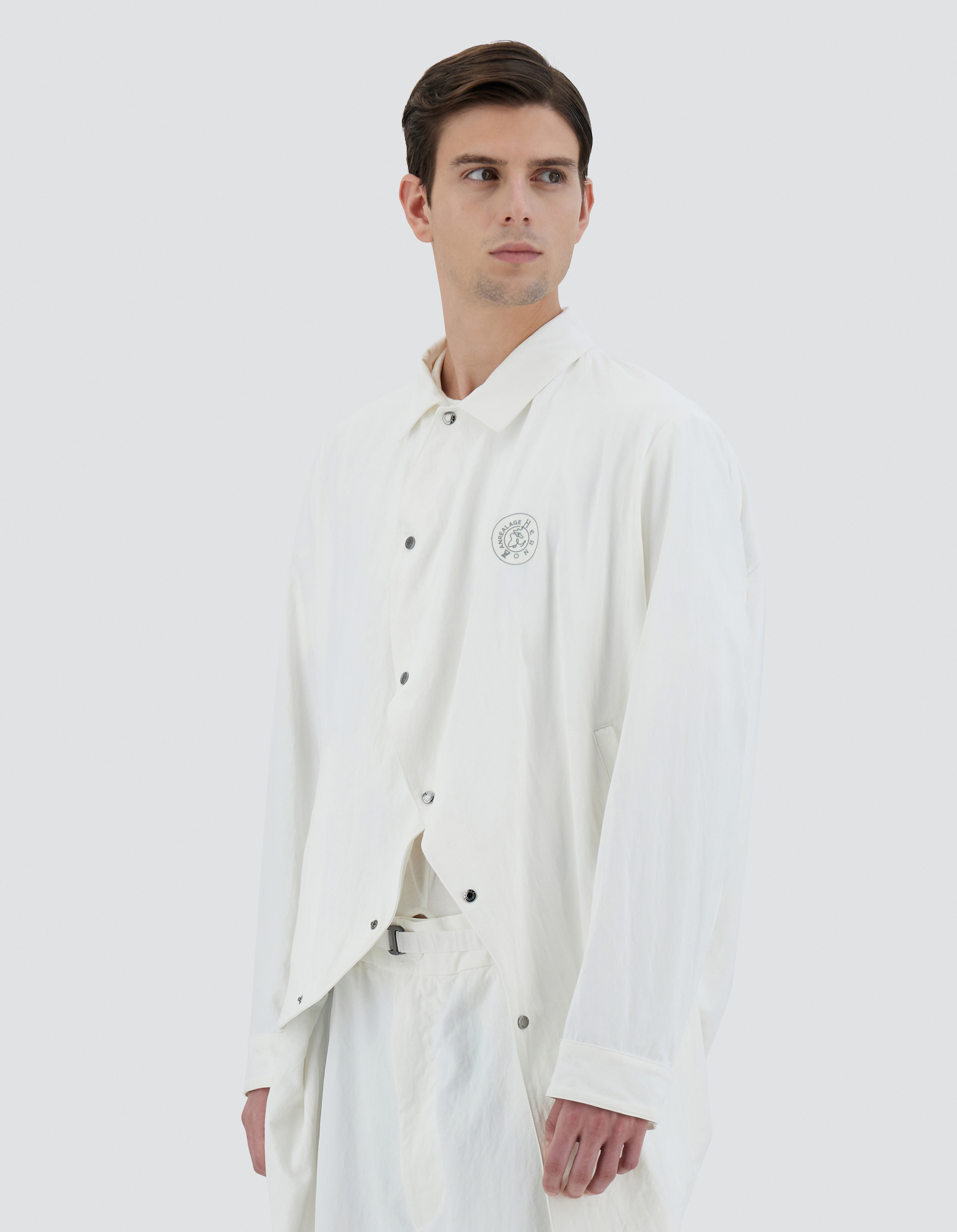 Herno Globe Shirt In Recycled Twill In White