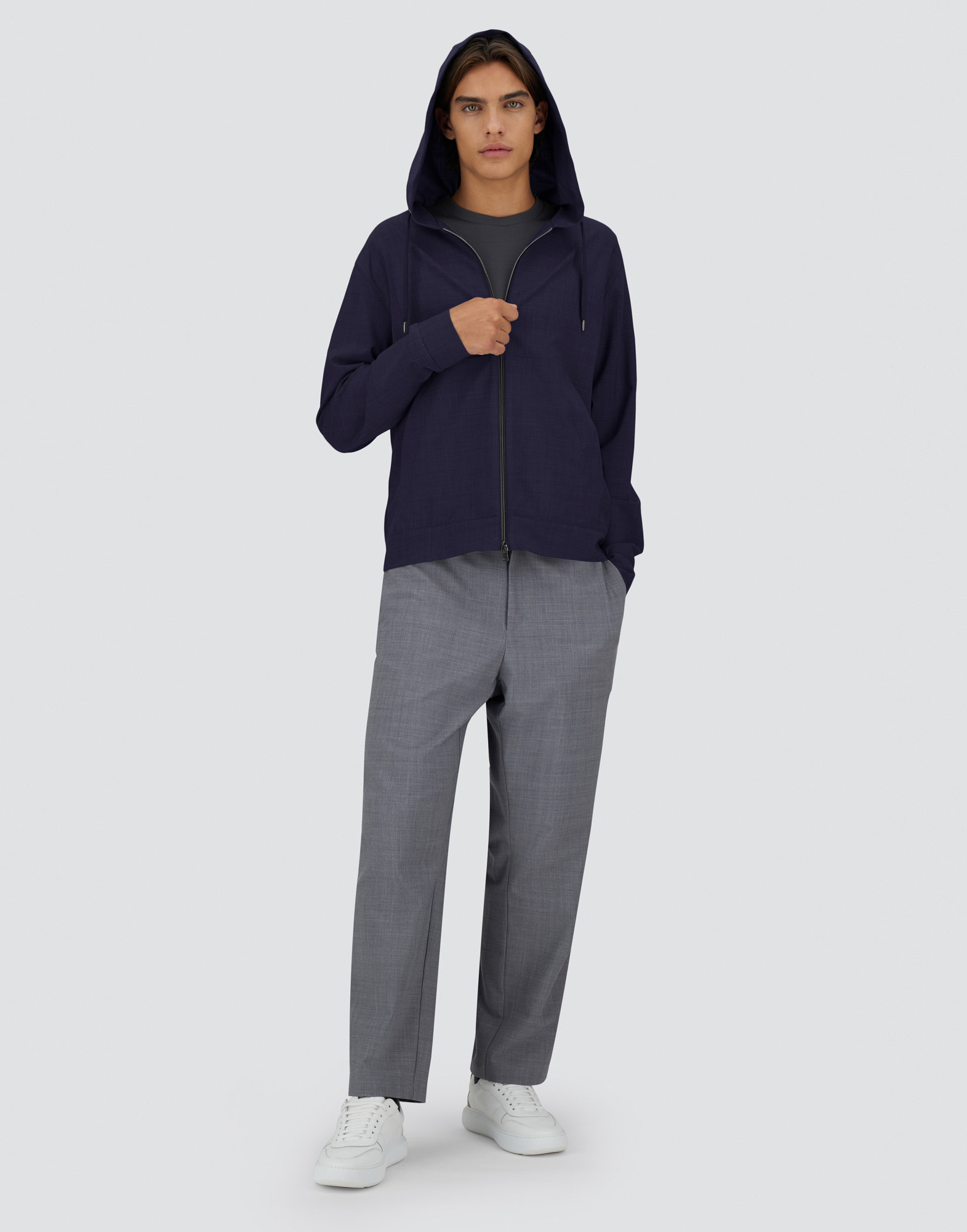 Herno Light Wool Blend Jacket In Blu Navy