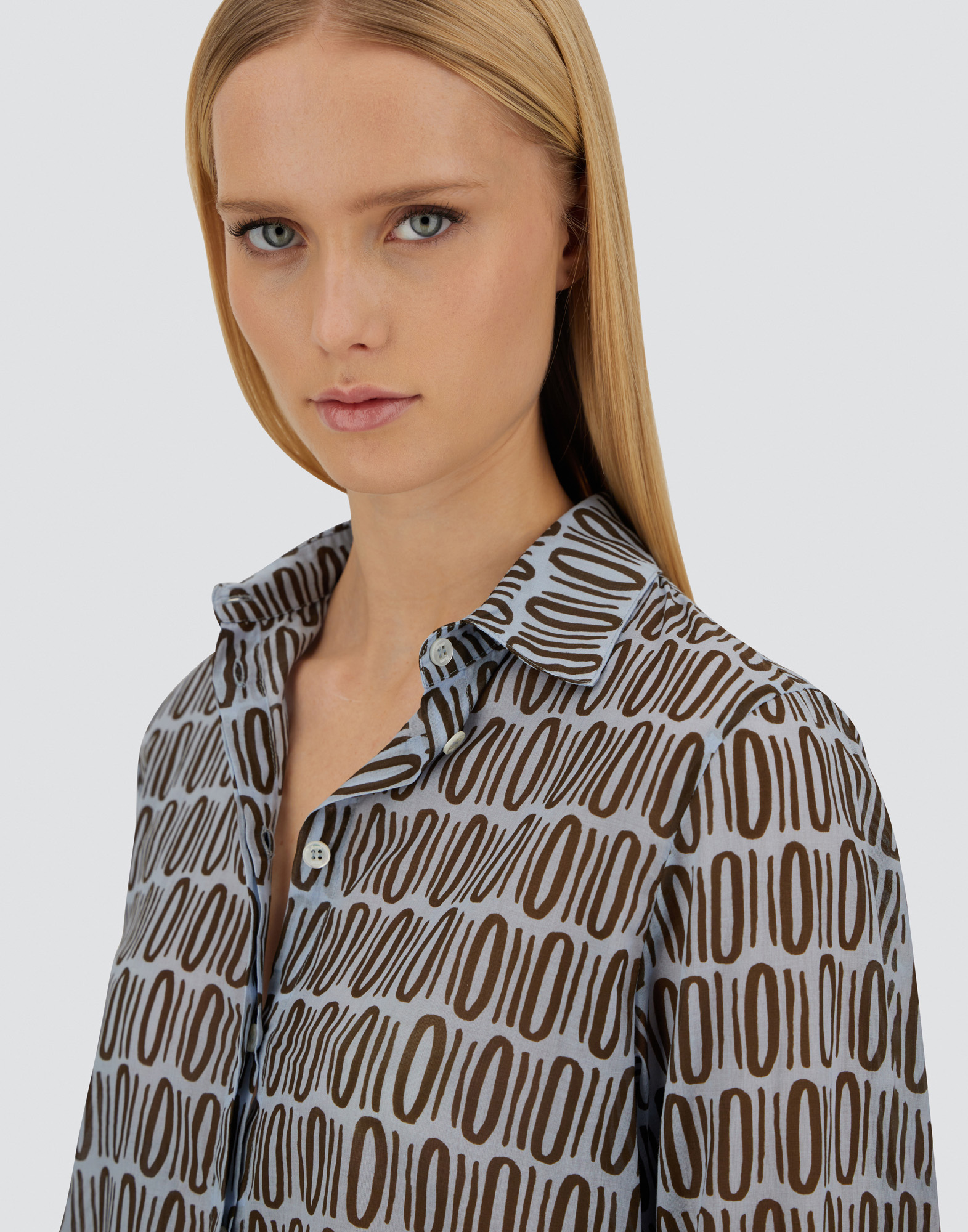 Herno Resort Shirt In Light Cotton Rectangular Print