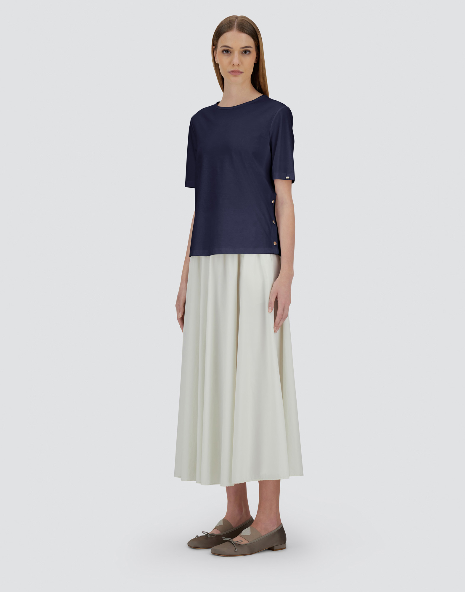 Herno T-shirt In Ever Cotton Interlock And Monogram Lurex In Blue