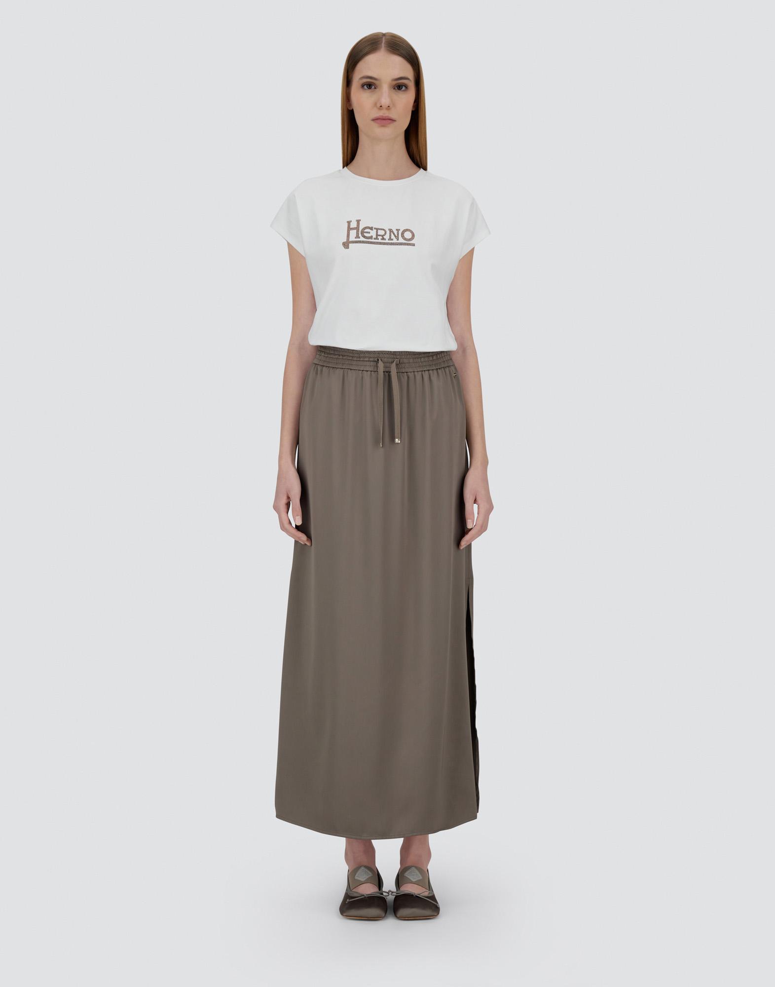 Herno Satin Skirt In Dove Grey