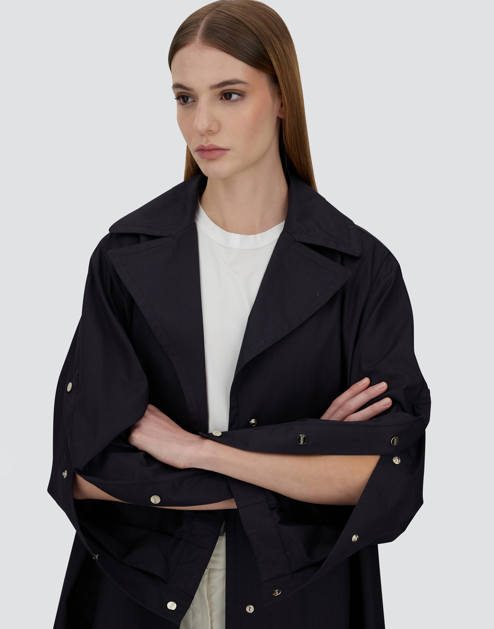 Herno Trench Coat In Delon And Monogram Lurex In Blu Navy