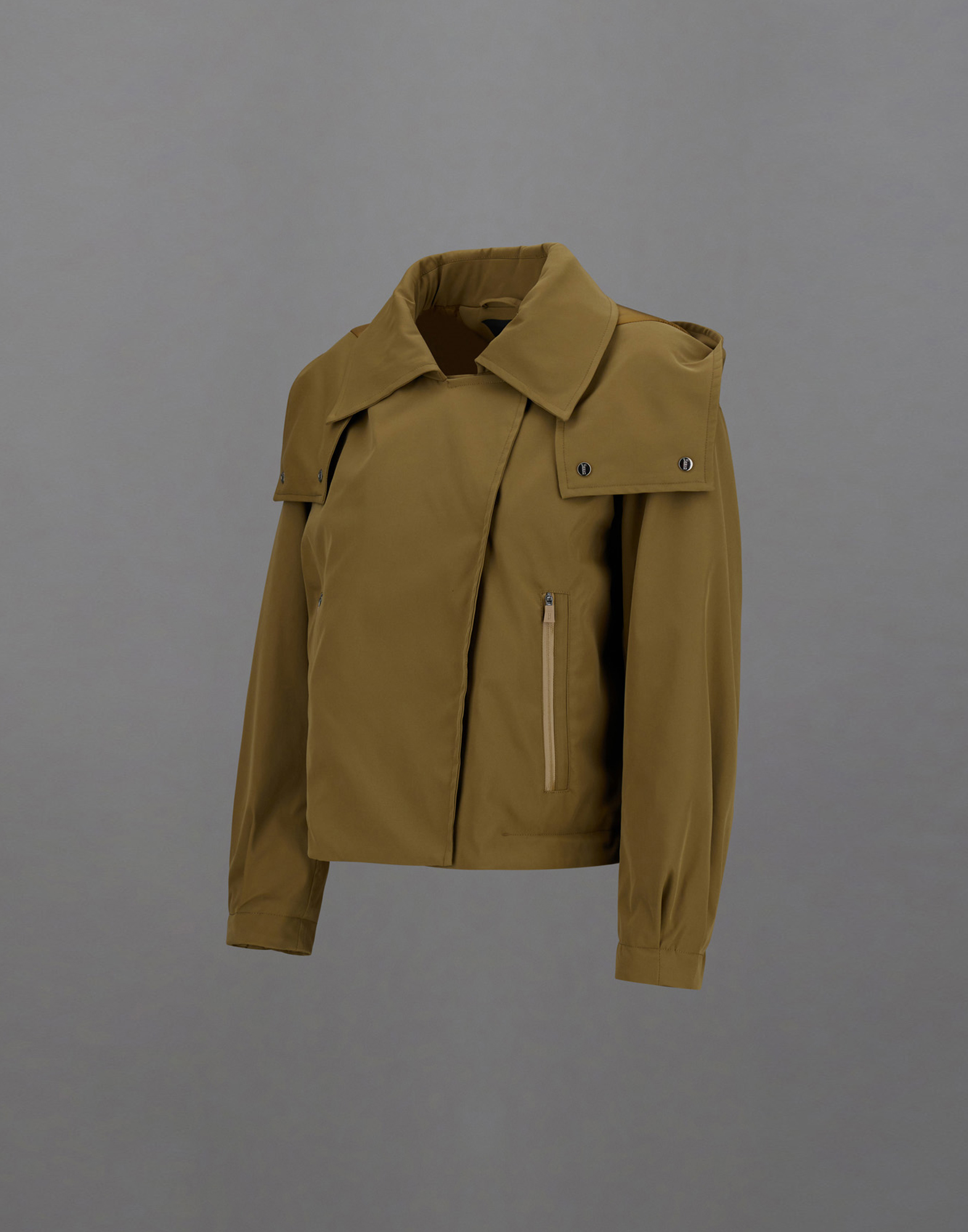 Herno Laminar Biker Jacket In Organic-tech Feel In Light Brown