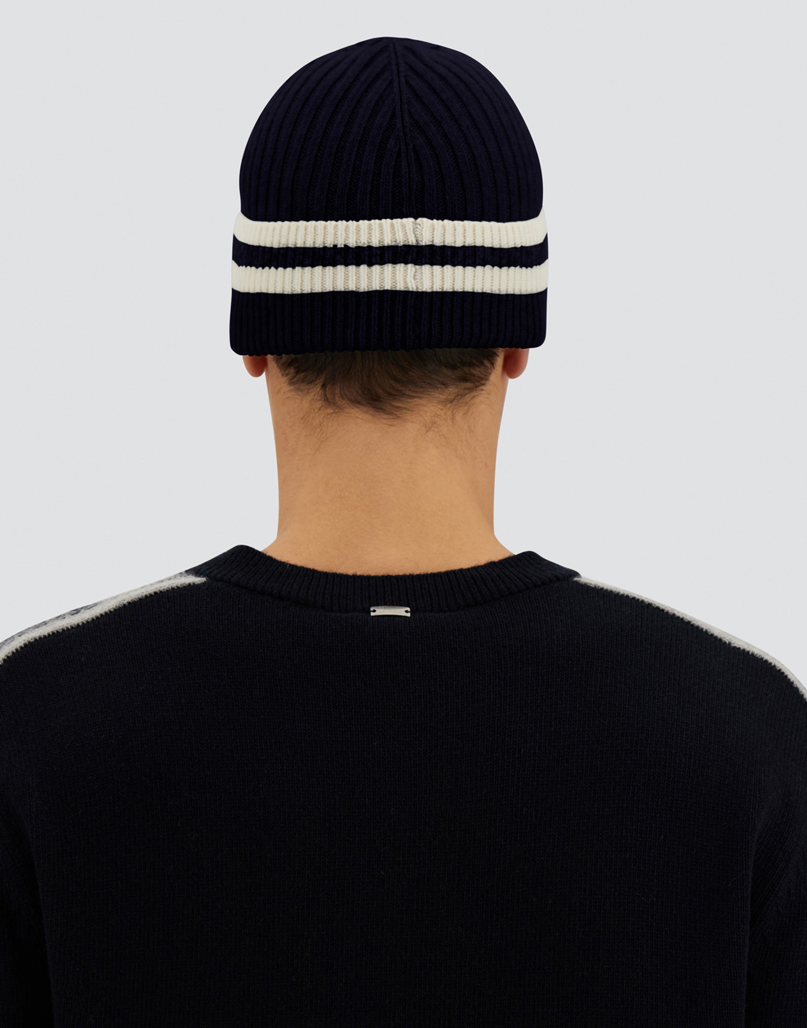 Herno Resort Beanie In Double Rib Wool In Black