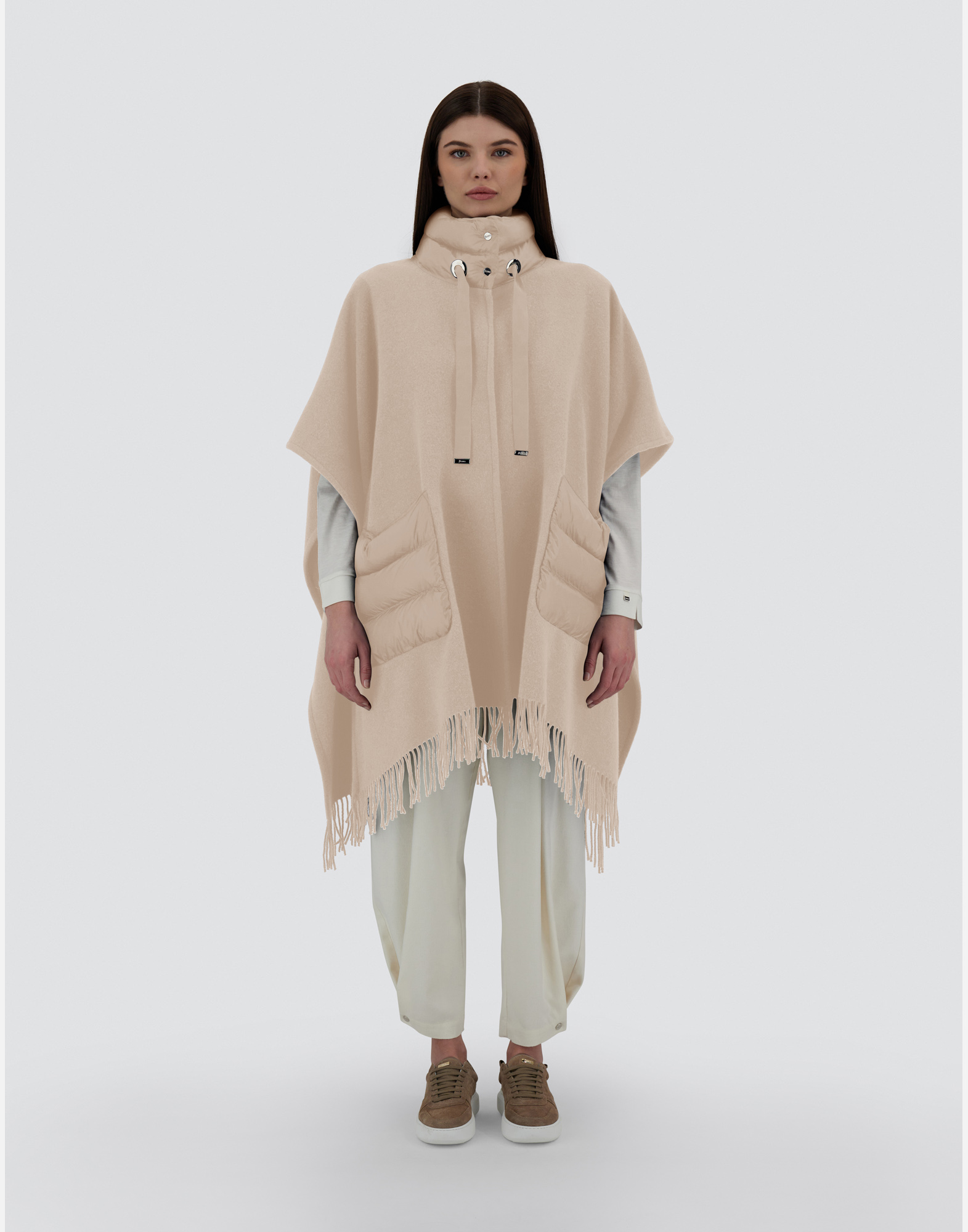 Herno Beige Wool Capes In Neutral