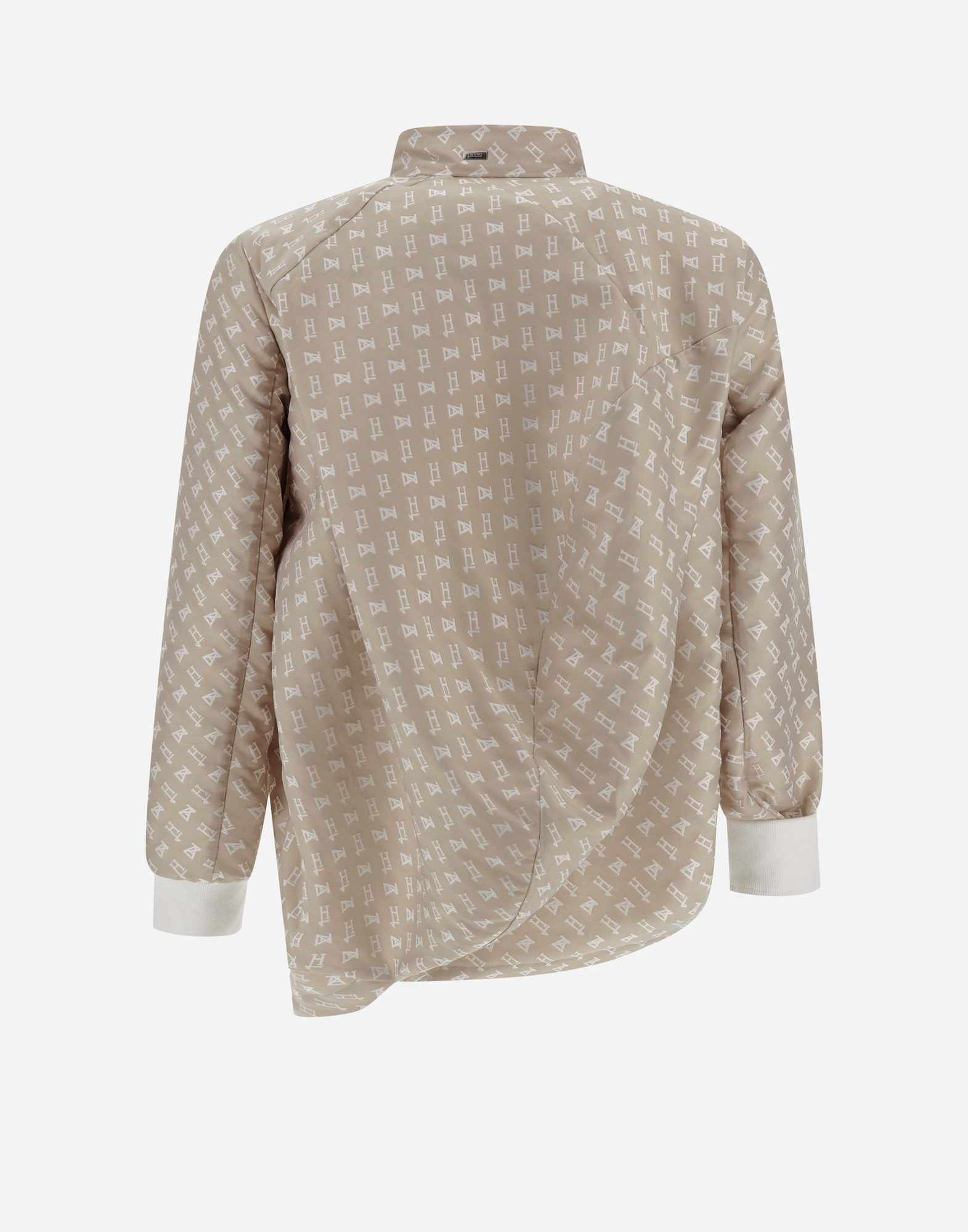 Herno Globe Bomber Jacket In Photocromatic Monogram In Light Beige