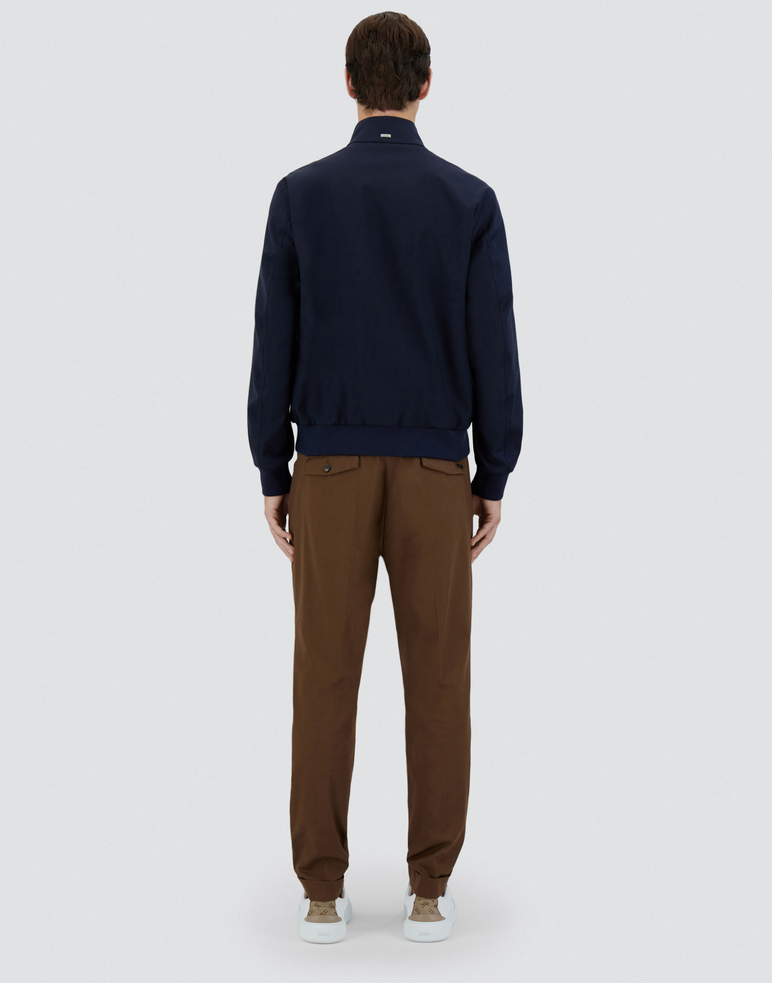 Herno Layered Wool Storm Bomber Jacket In Blue