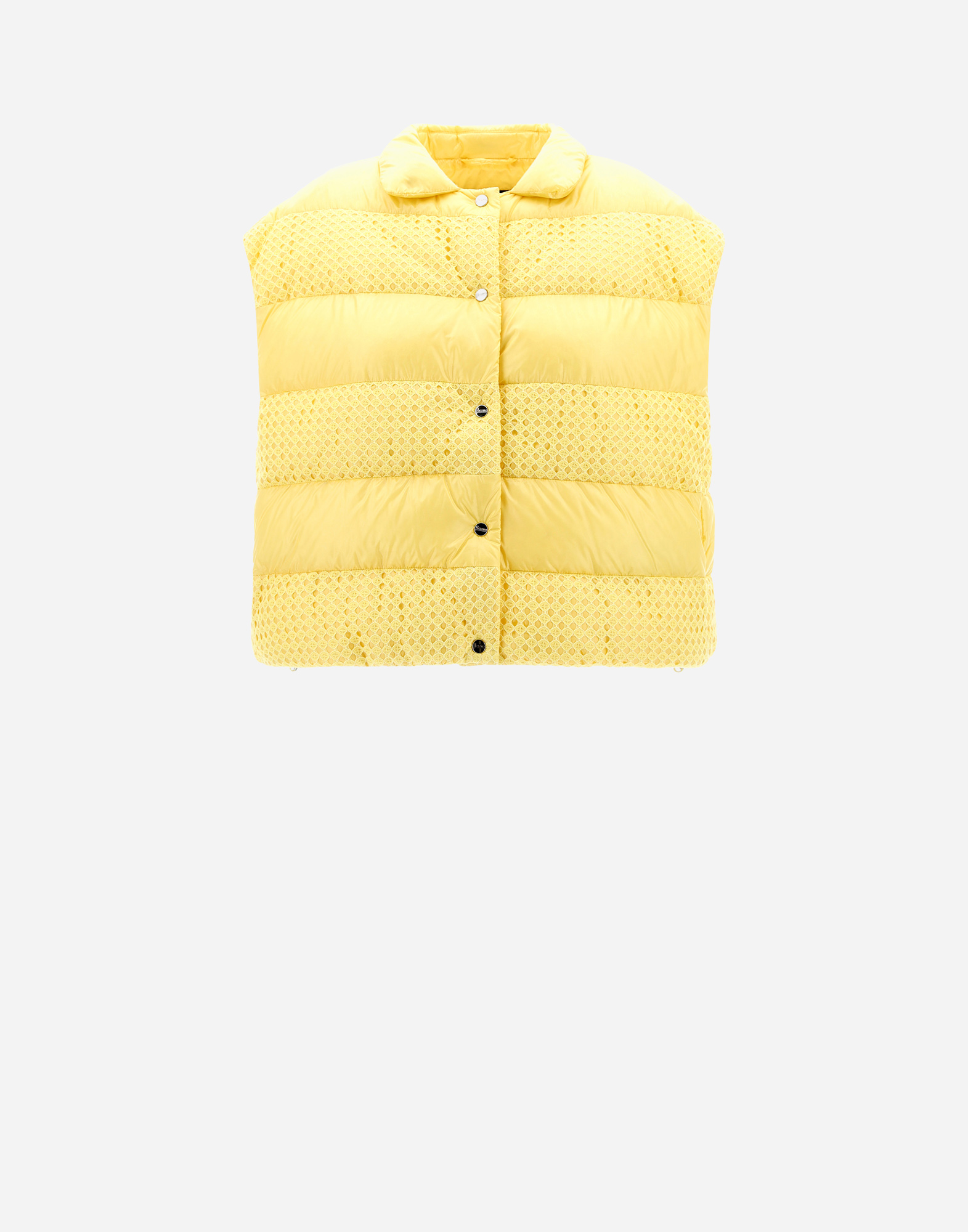 Herno Sleeveless Nylon Ultralight And Spring Lace Jacket In Lemon Yellow