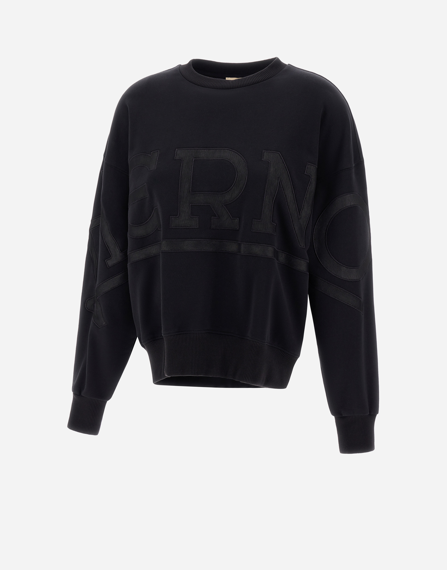 Herno Diagonal Cotton, Fleece ＆ Mesh スウェットシャツ In Black