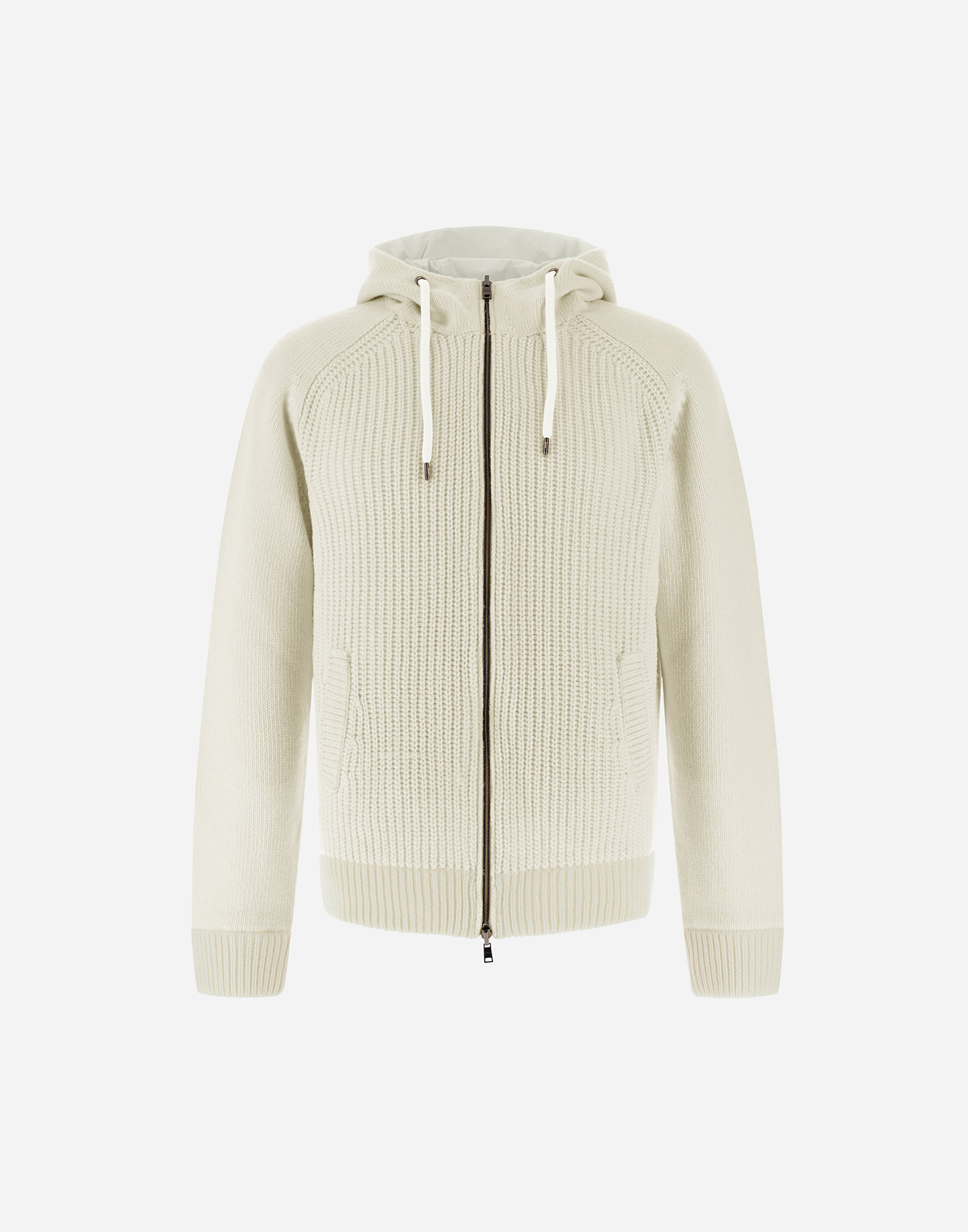 Herno Resort Cardigan In Stocking-stitched Carded Wool In Cream