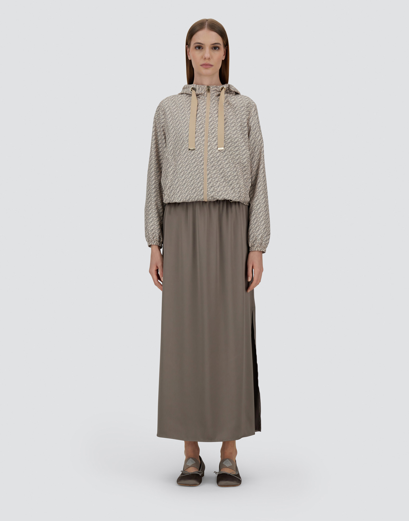 Herno Jacket In Nylon Iconic Print In Camel