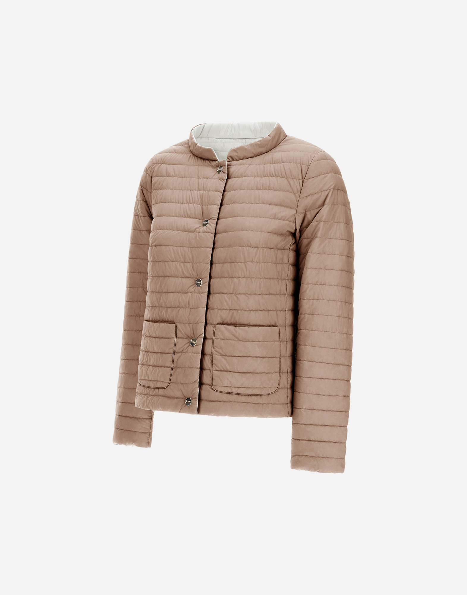 Herno Reversible Jacket In Ecoage And Nylon Ultralight In White/camel
