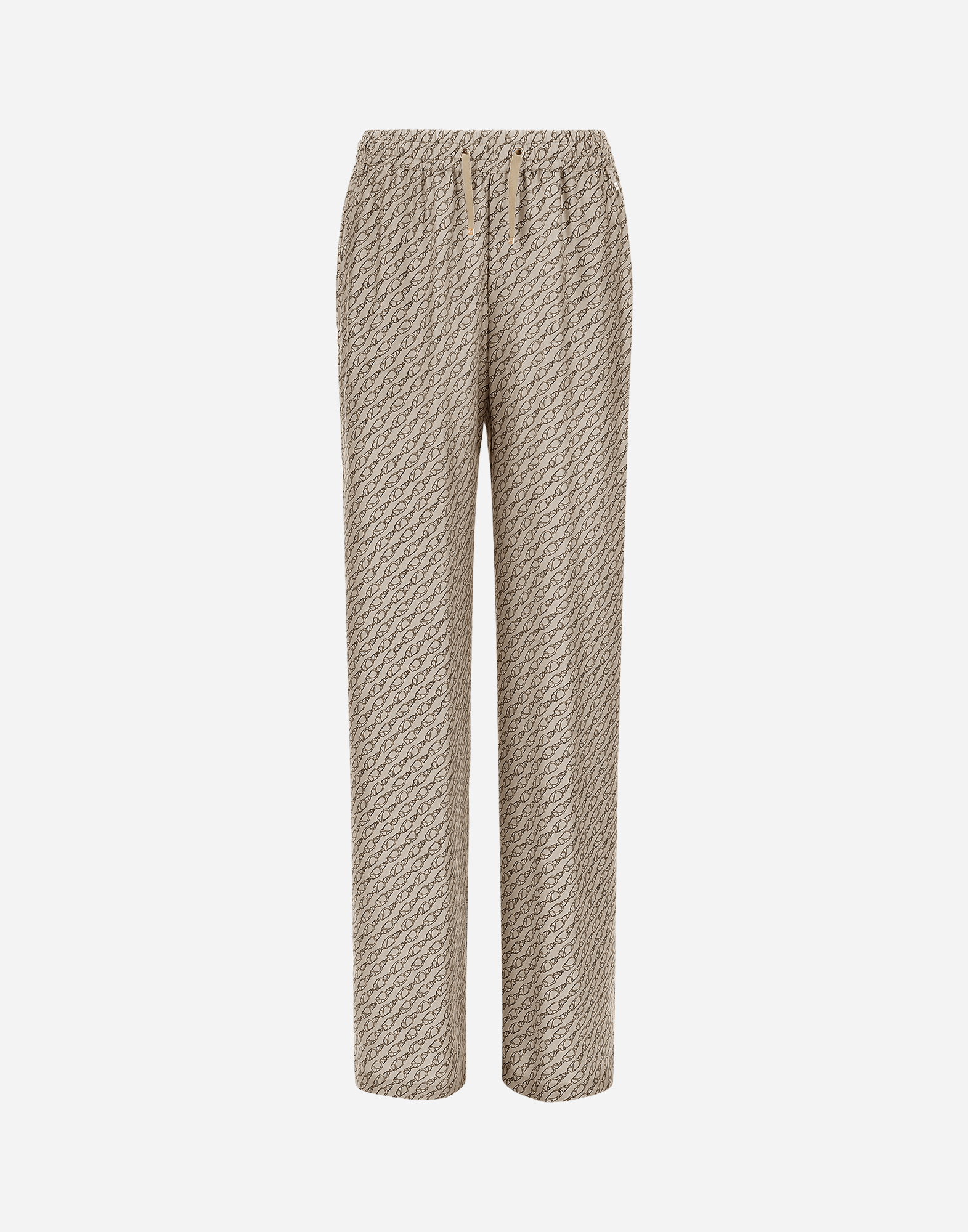 Herno Trousers In Iconic Print Silk In Camel