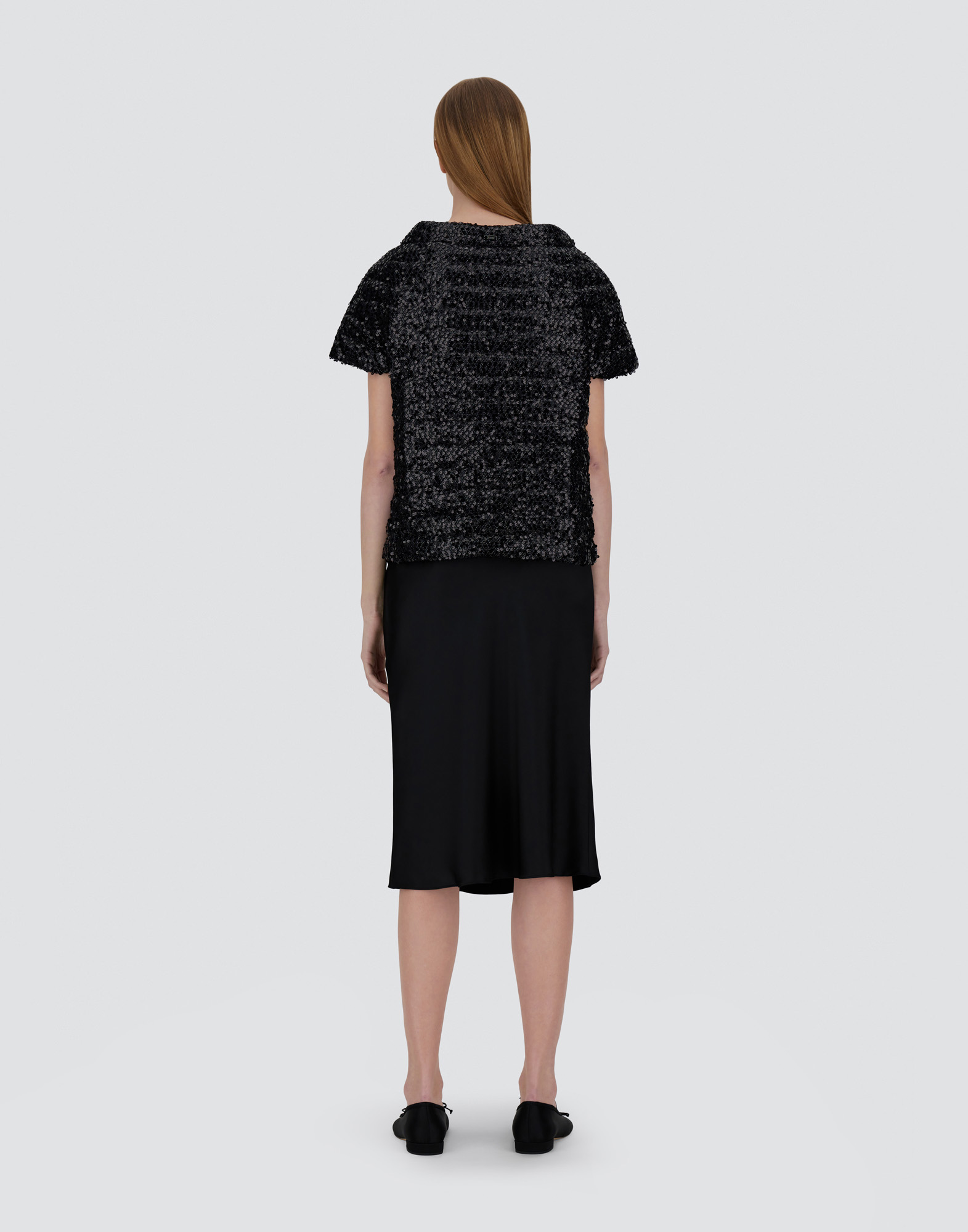 Herno Cape In Sequin Mesh In Black
