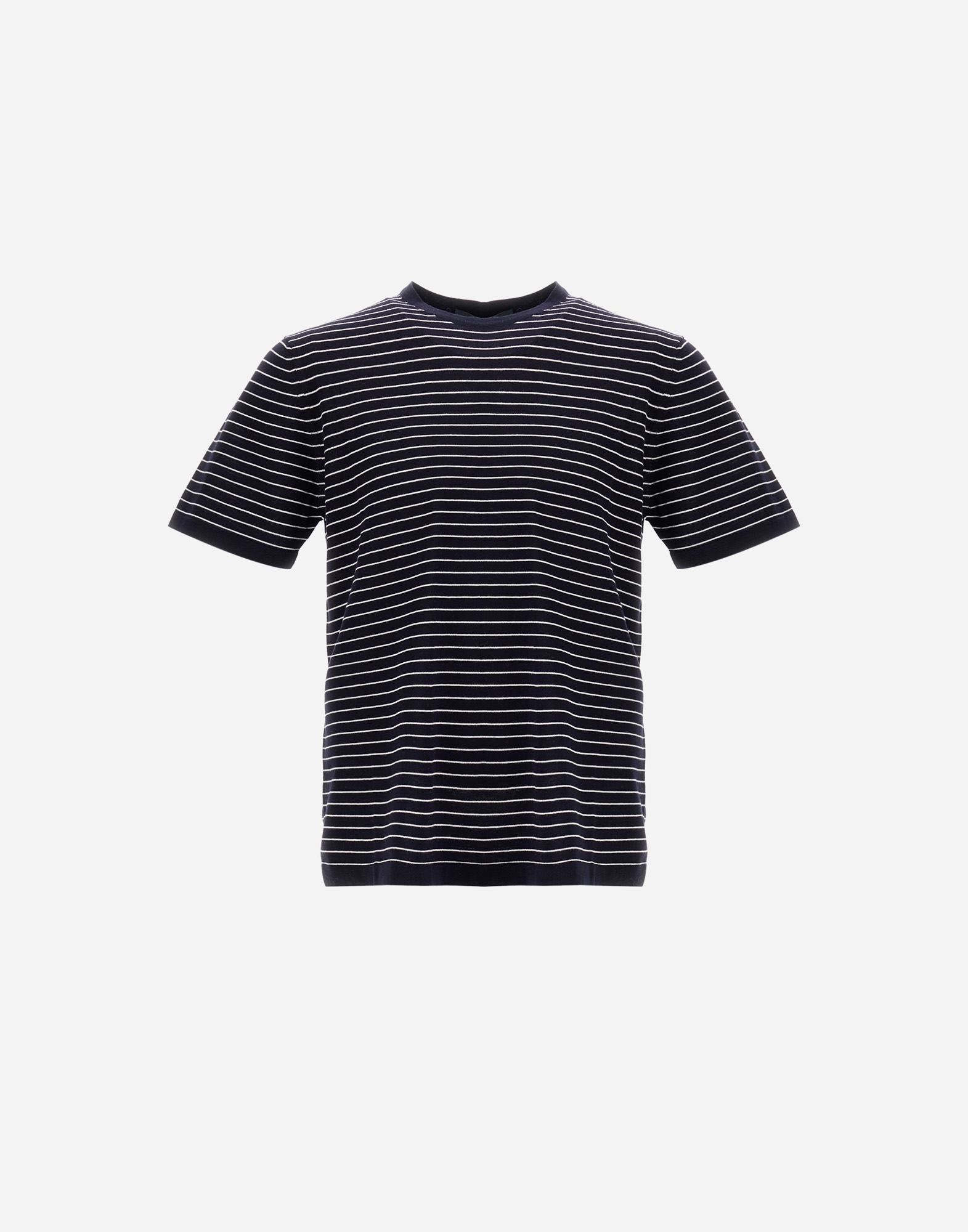 Herno Plain Cotton Knit T-shirt In Blu Navy