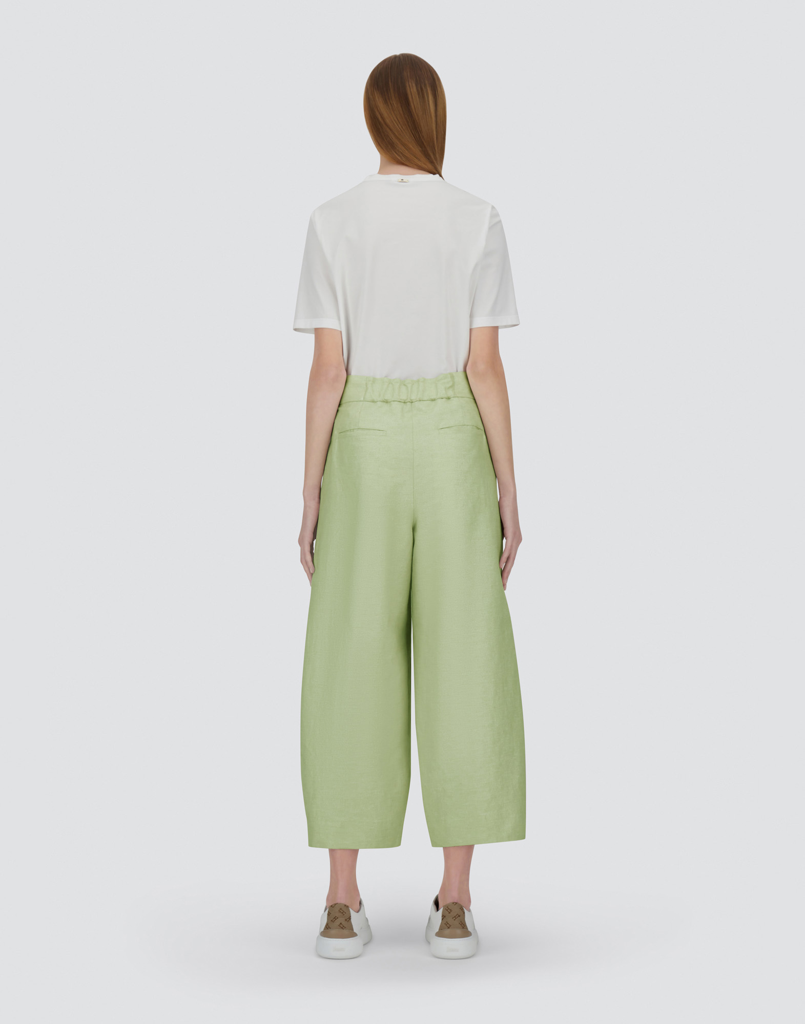 Herno Bright Linen Trousers In Light Green
