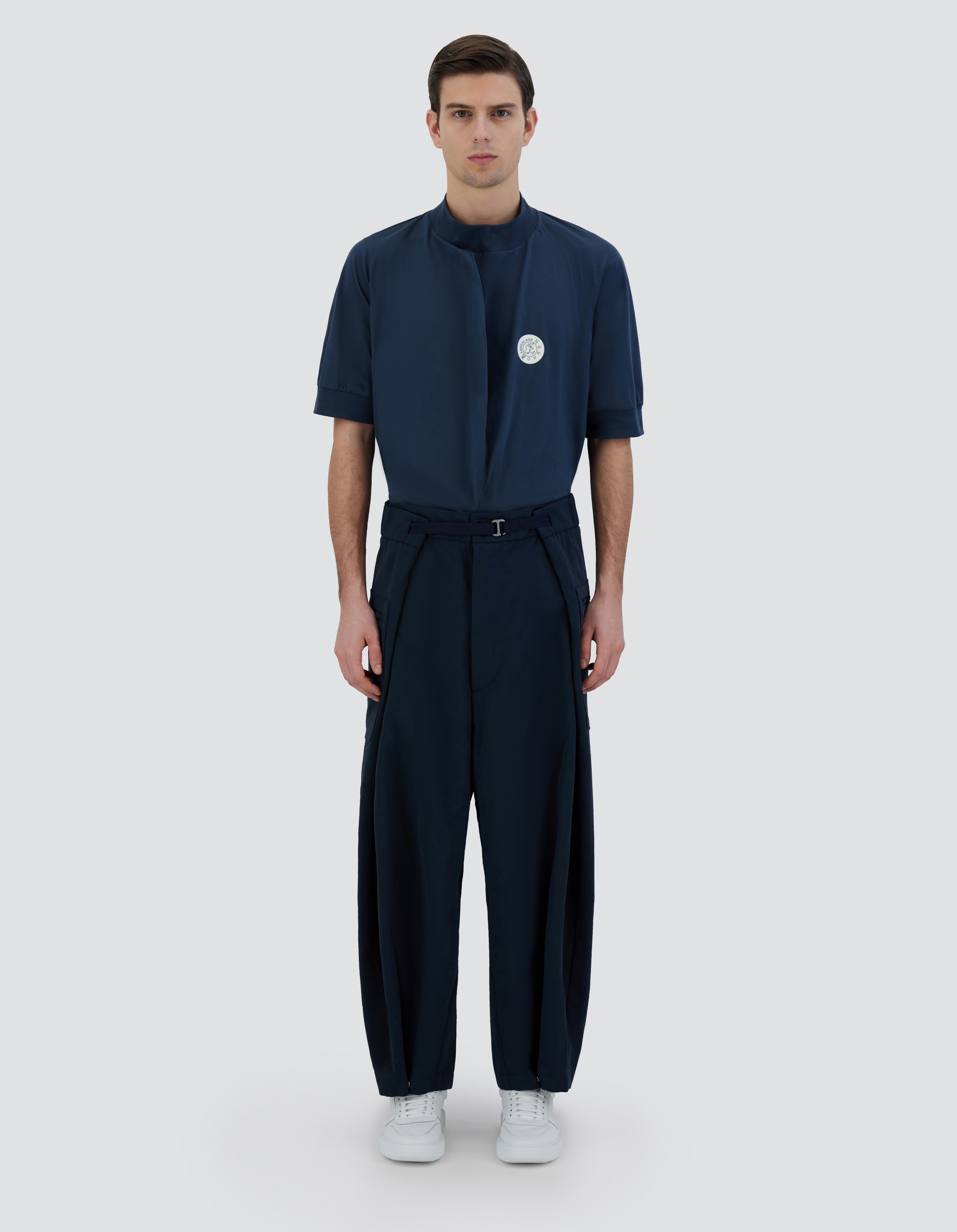 Shop Herno Globe Trousers In Recycled Nylon Twill In Blue