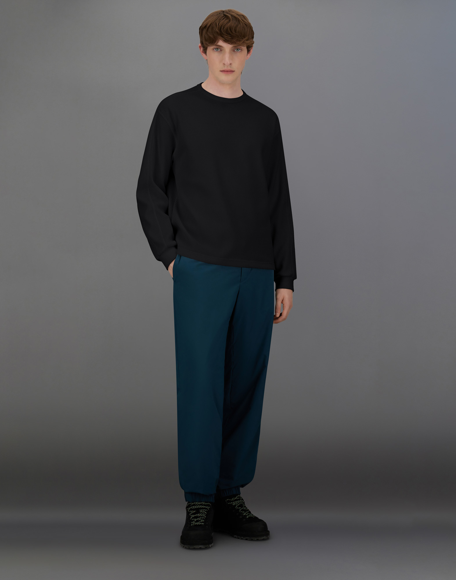 Herno Laminar Waffle Jersey Sweatshirt In Black