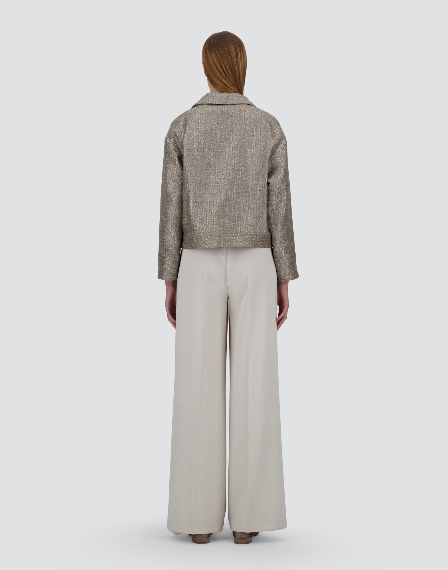 Herno Metallic Bouclé Biker Jacket In Dove Grey
