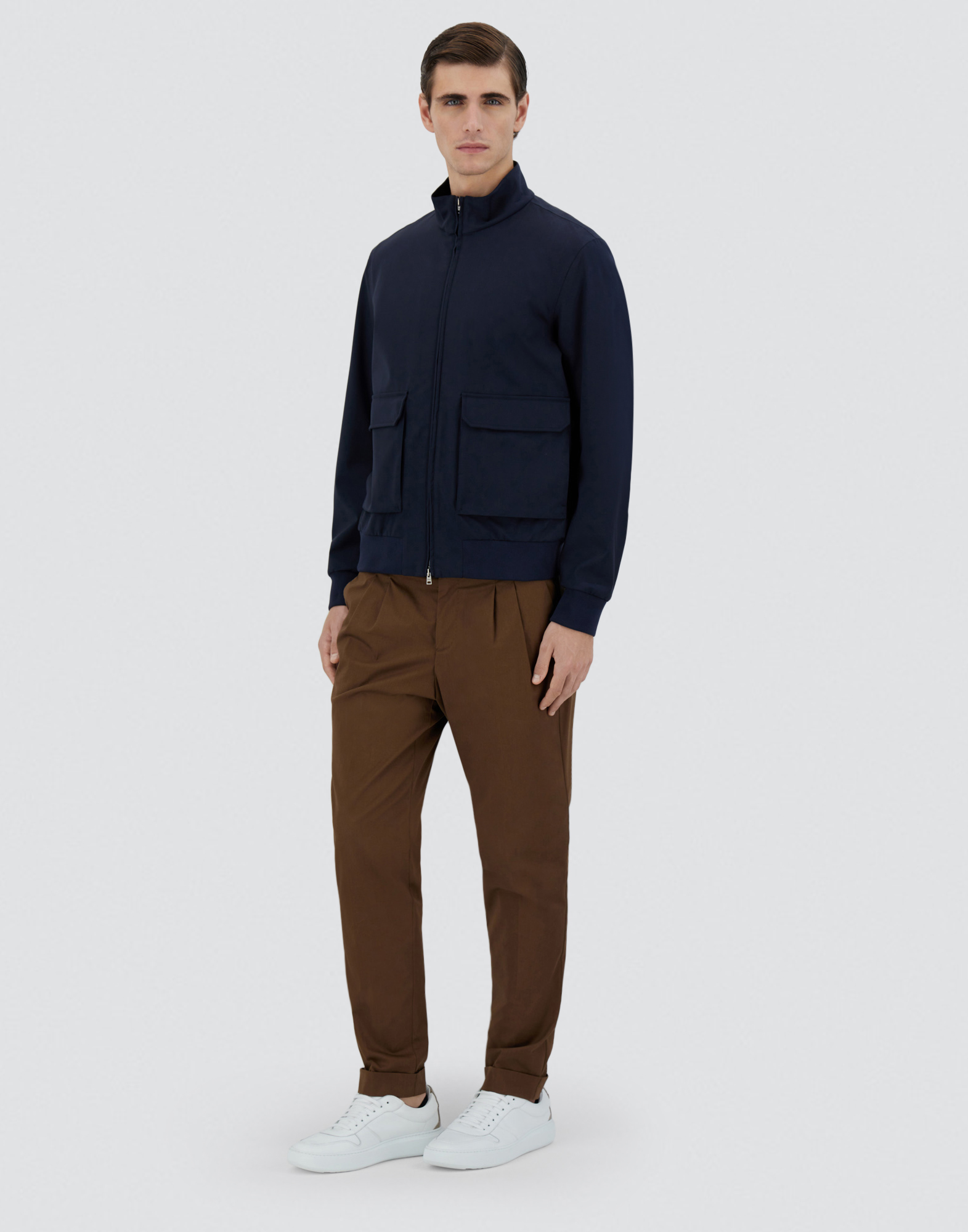 Shop Herno Layers Wool Storm Bomber Jacket In Blue