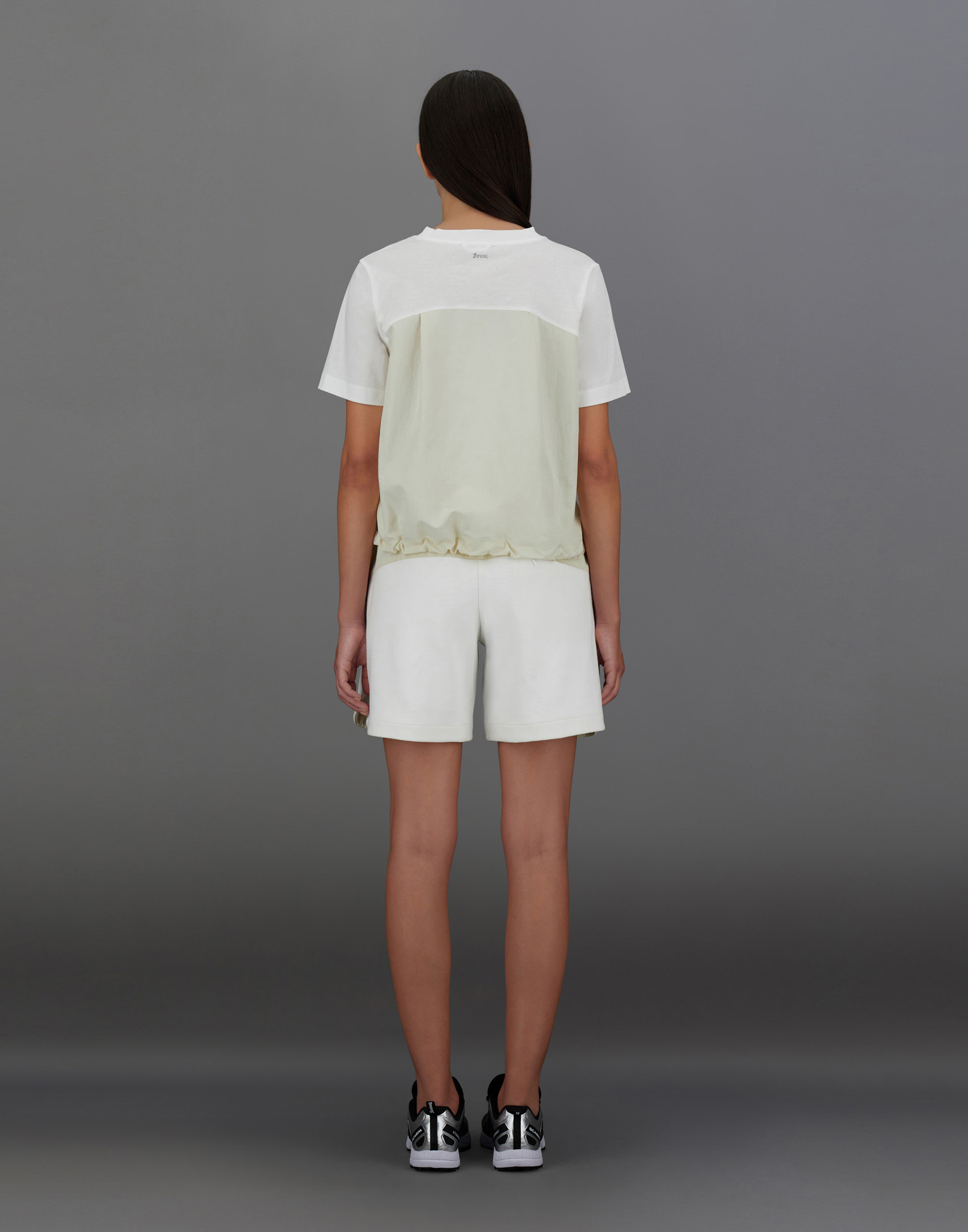 Herno Laminar T-shirt In Mercerised Jersey And Tech-poplin In White