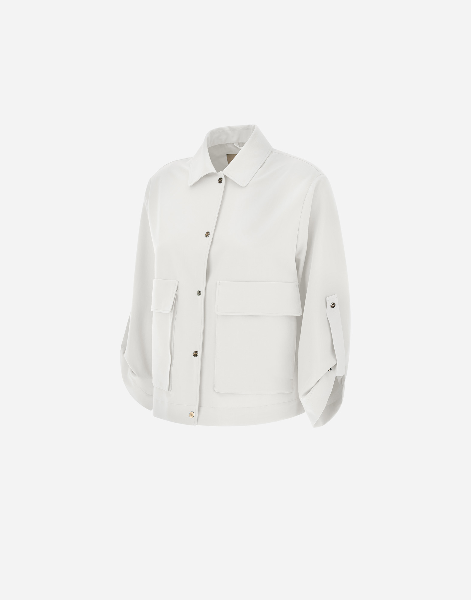 Herno Viscose-effect Shacket In Grey Pearl
