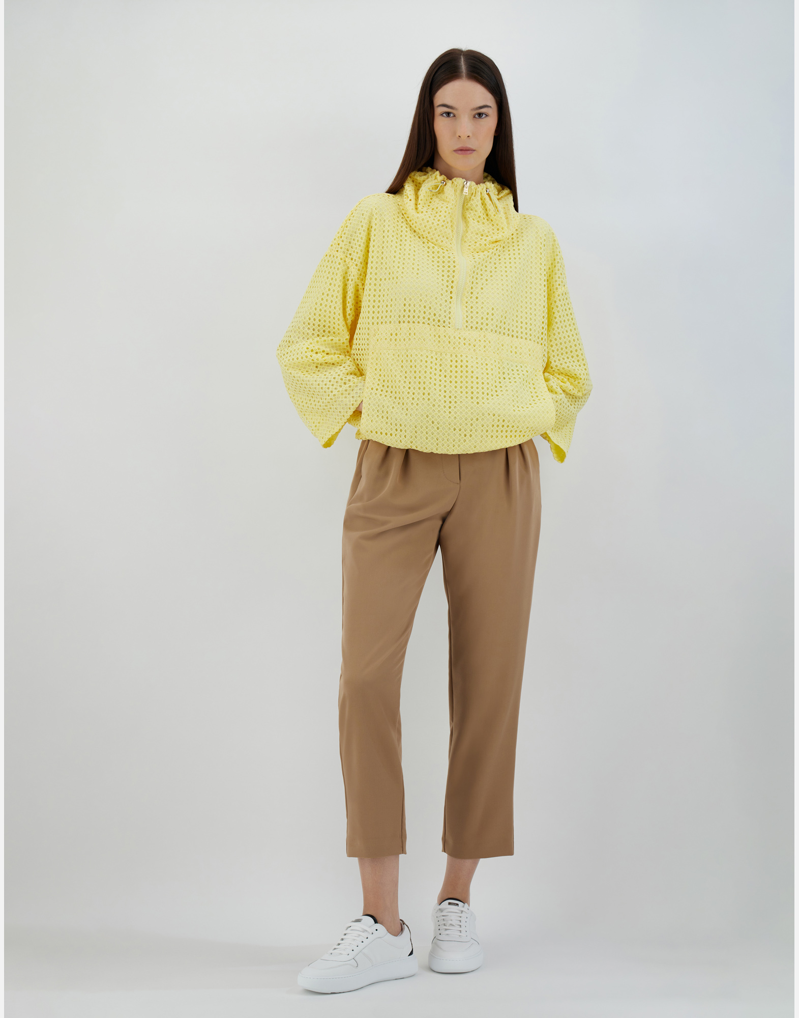 Herno Spring Lace And Ecoage A-line Jacket In Lemon Yellow