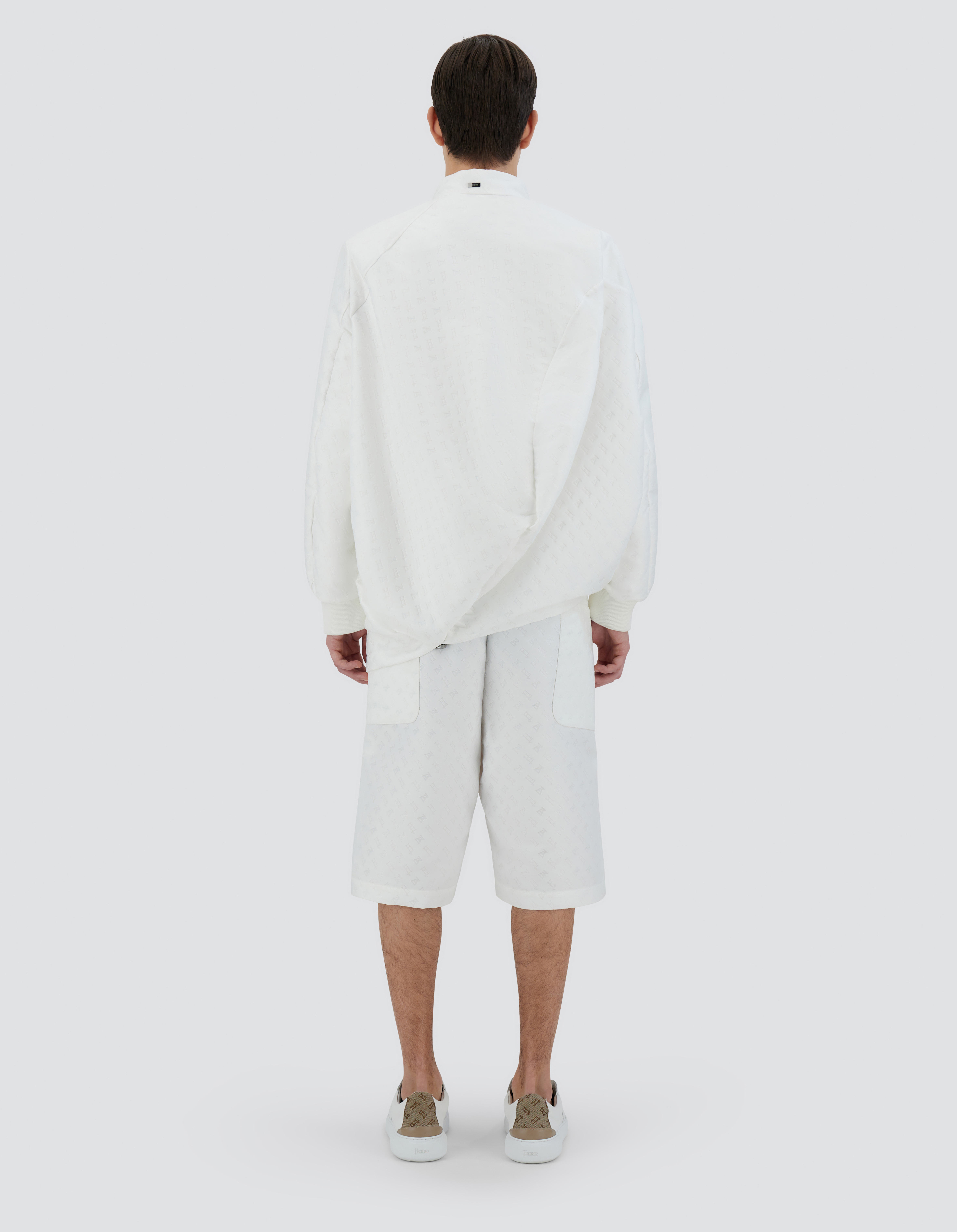 Herno Globe Bomber Jacket In Photocromatic Monogram In White