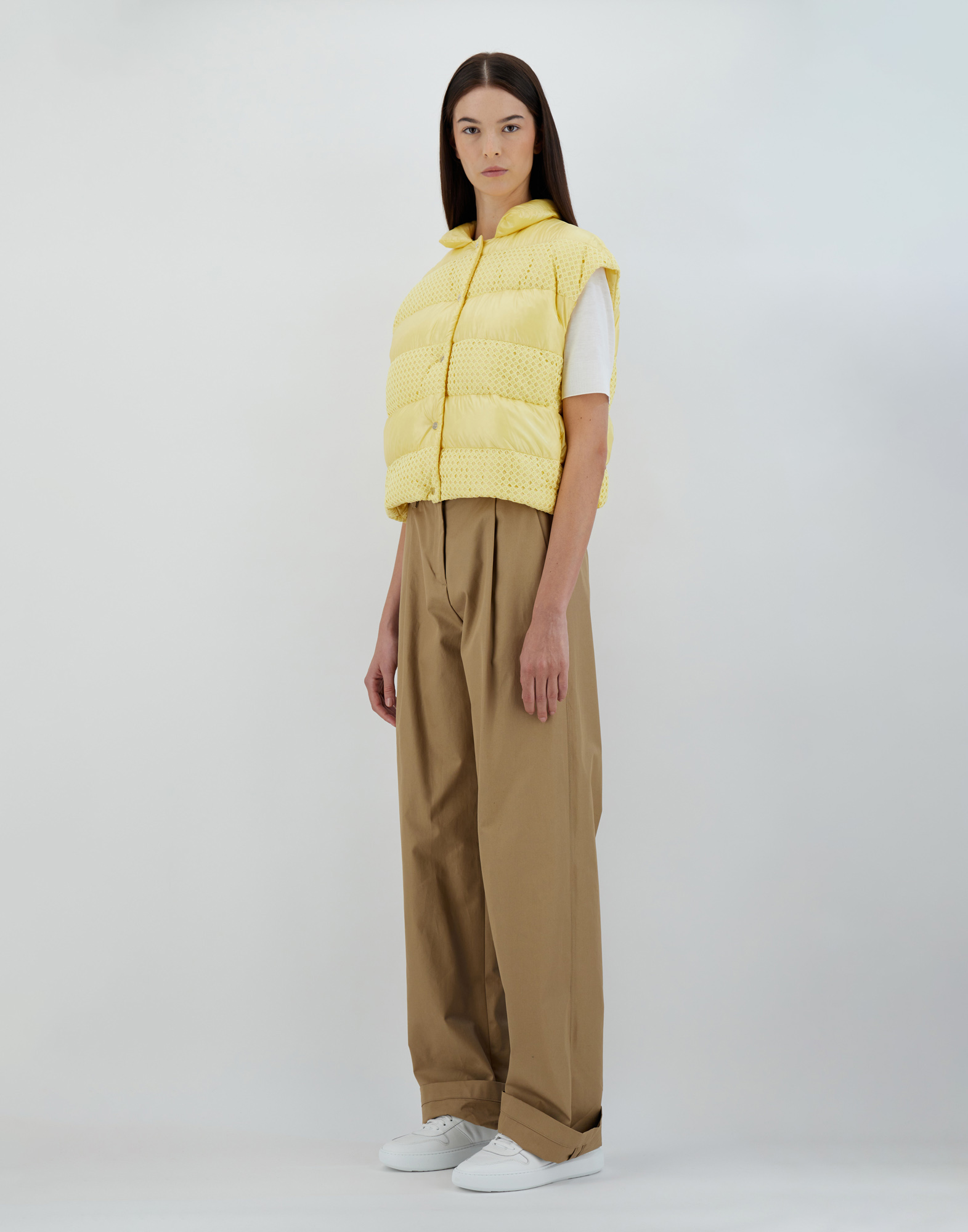 Herno Sleeveless Nylon Ultralight And Spring Lace Jacket In Lemon Yellow