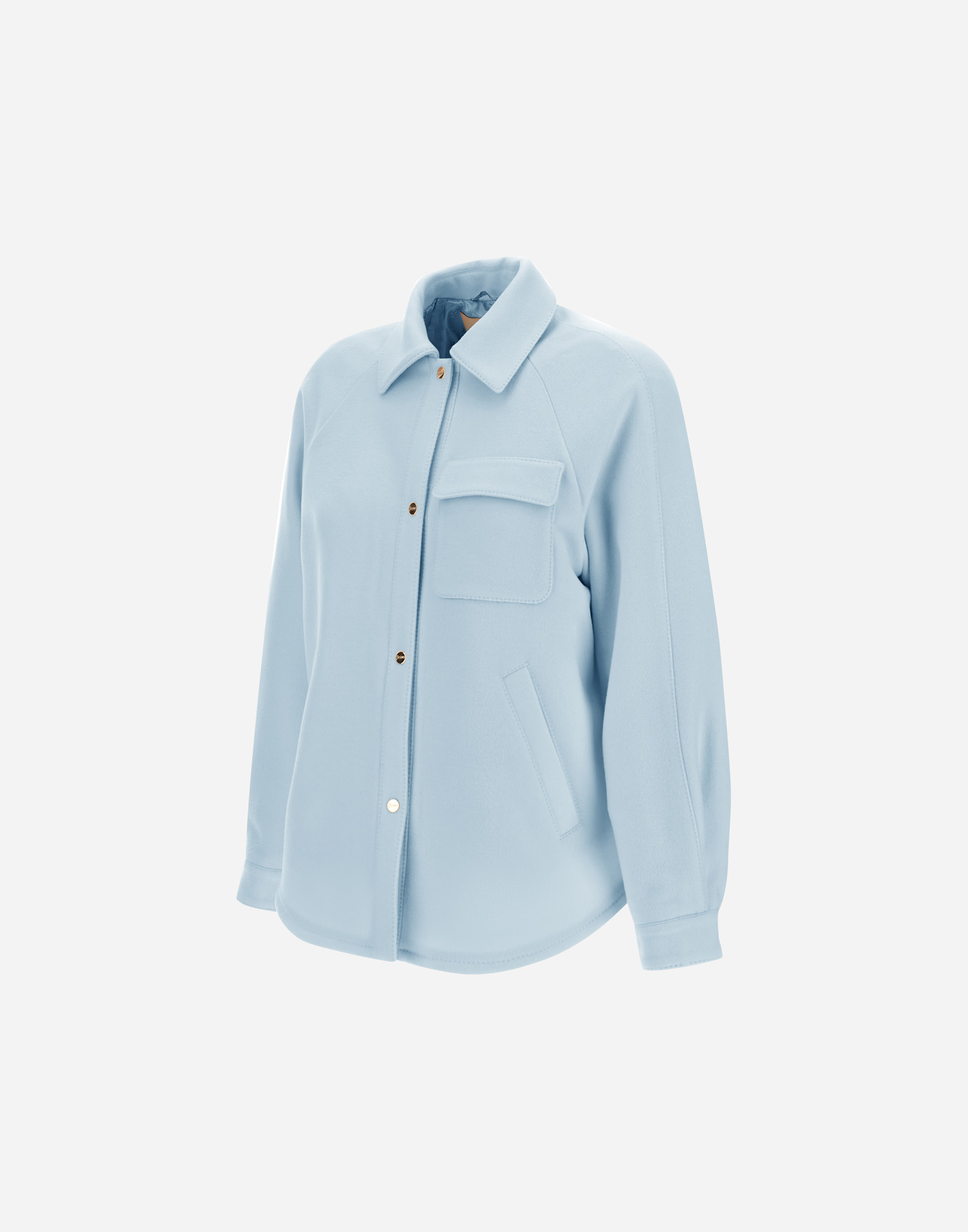 Herno Last Cold Wool Shacket In Light Blue