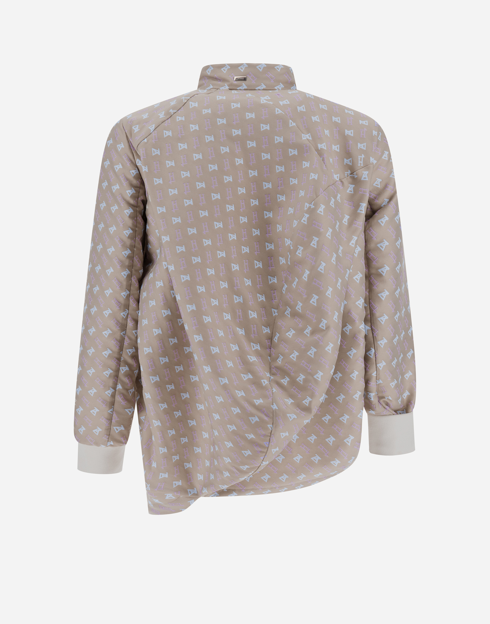 Herno Globe Bomber Jacket In Photocromatic Monogram In Light Beige