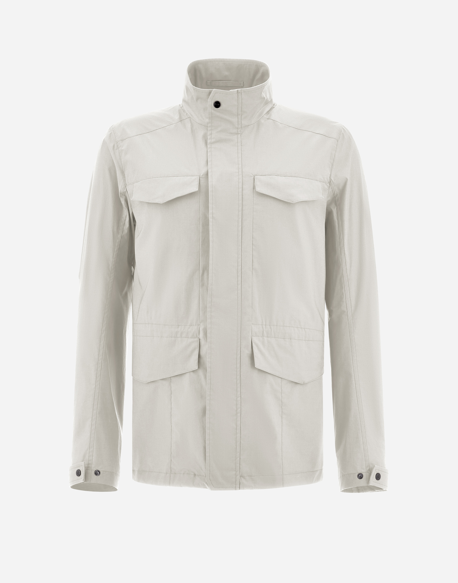 Herno Field Jacket In Light Cotton Stretch In Grey Pearl