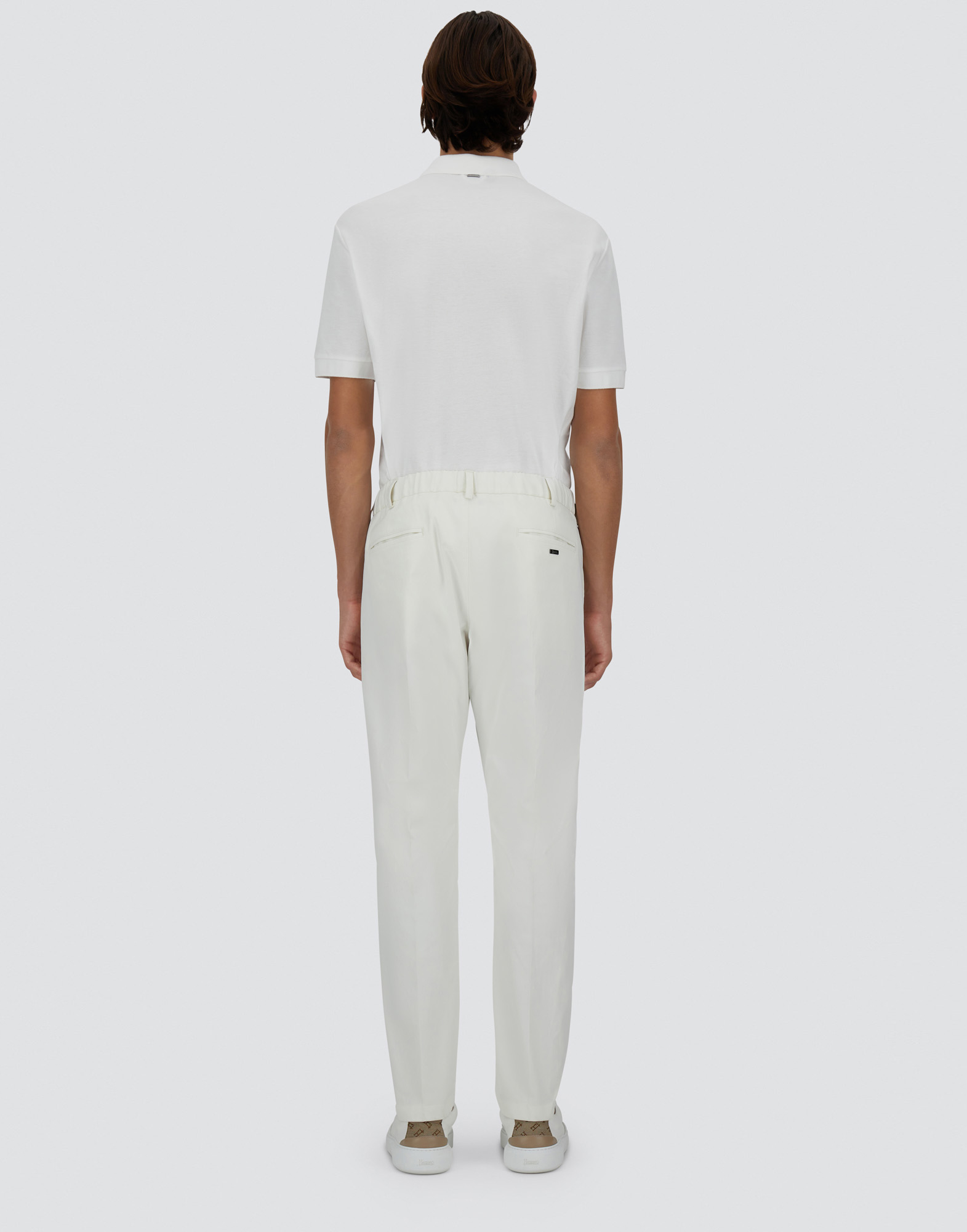 Herno Cotton Feel Trousers With Drawstring In Natural