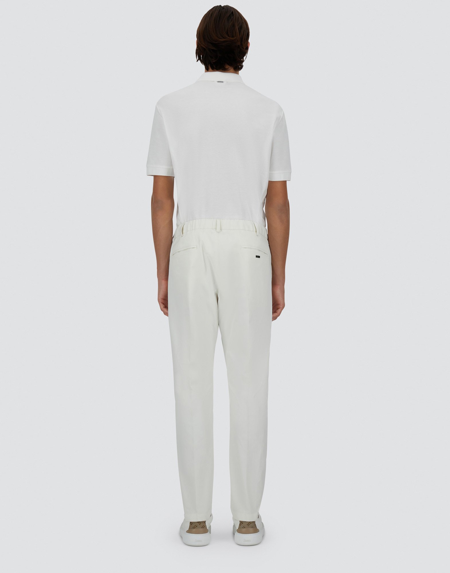 Herno Cotton Feel Trousers With Drawstring In Natural