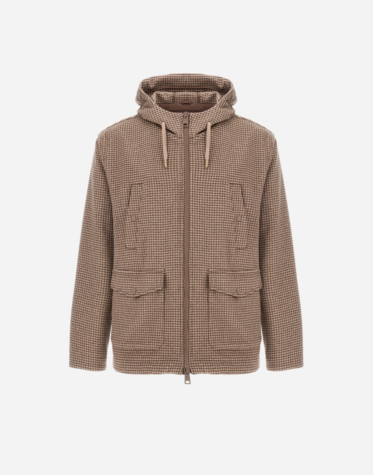 Herno Resort Field Jacket In Houndstooth Cashmere