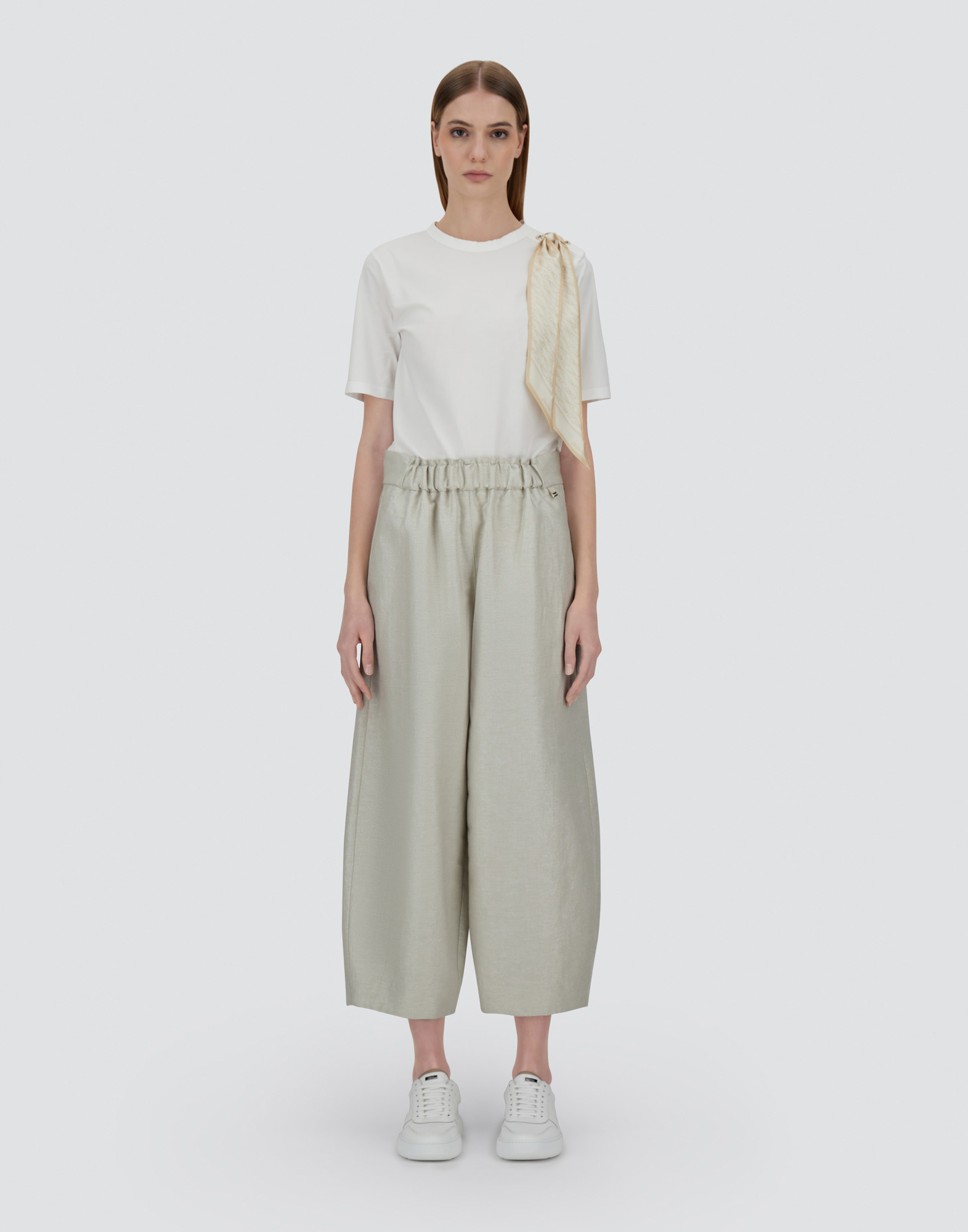 Herno Bright Linen Trousers In Chantilly