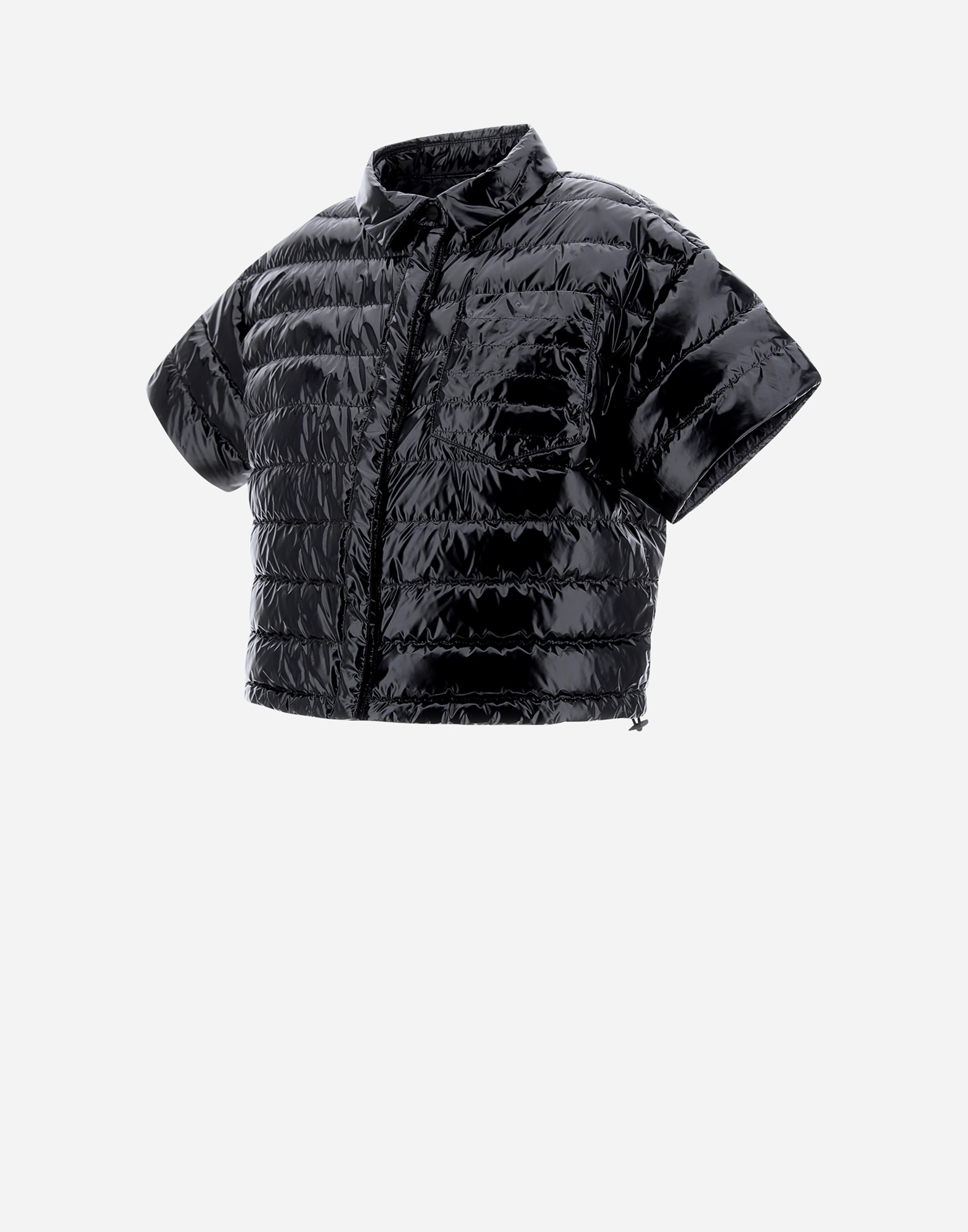 Herno Gloss Short-sleeved Bomber Jacket In Black