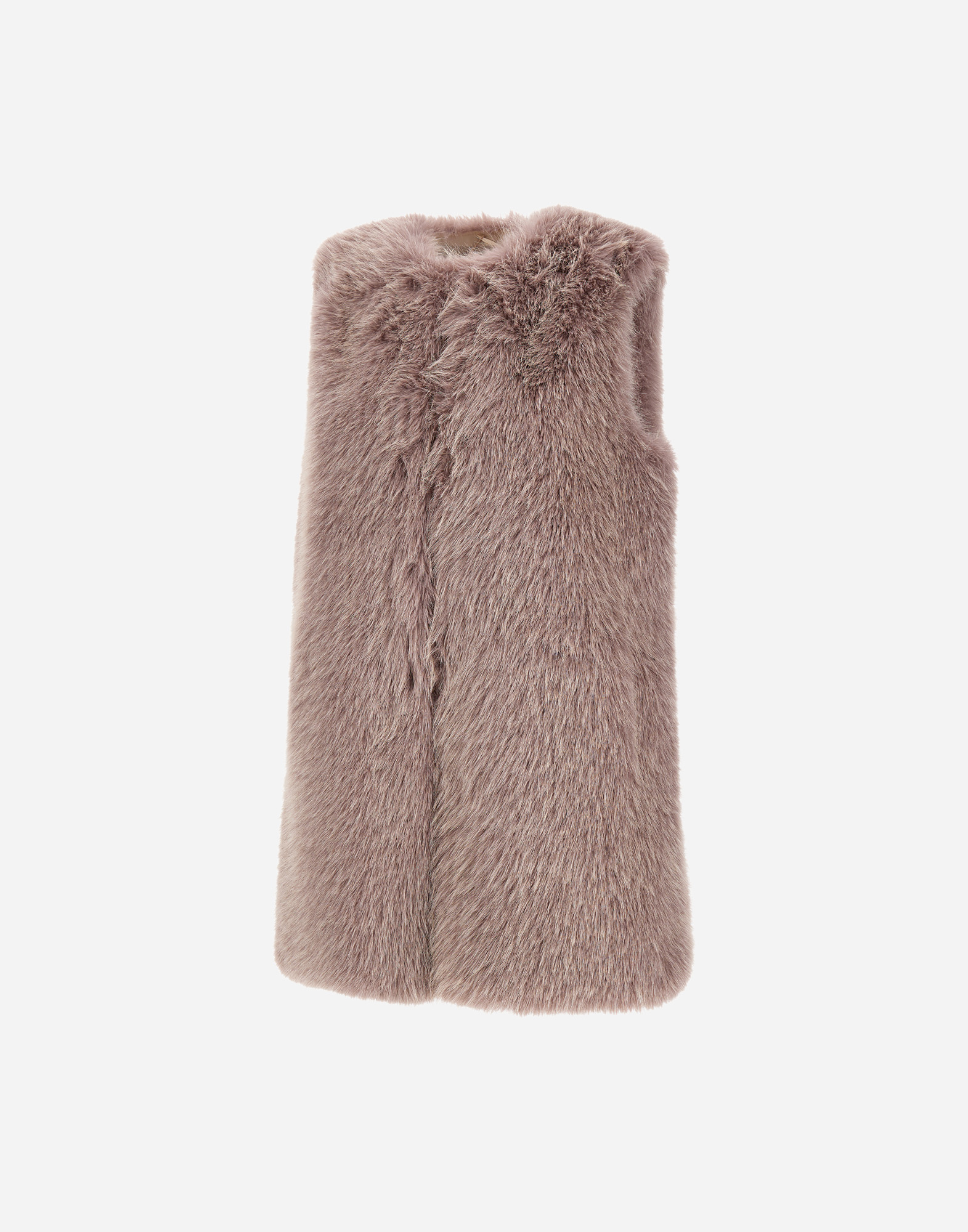 Herno Resort Vest In Fullness Faux Fur In Brown