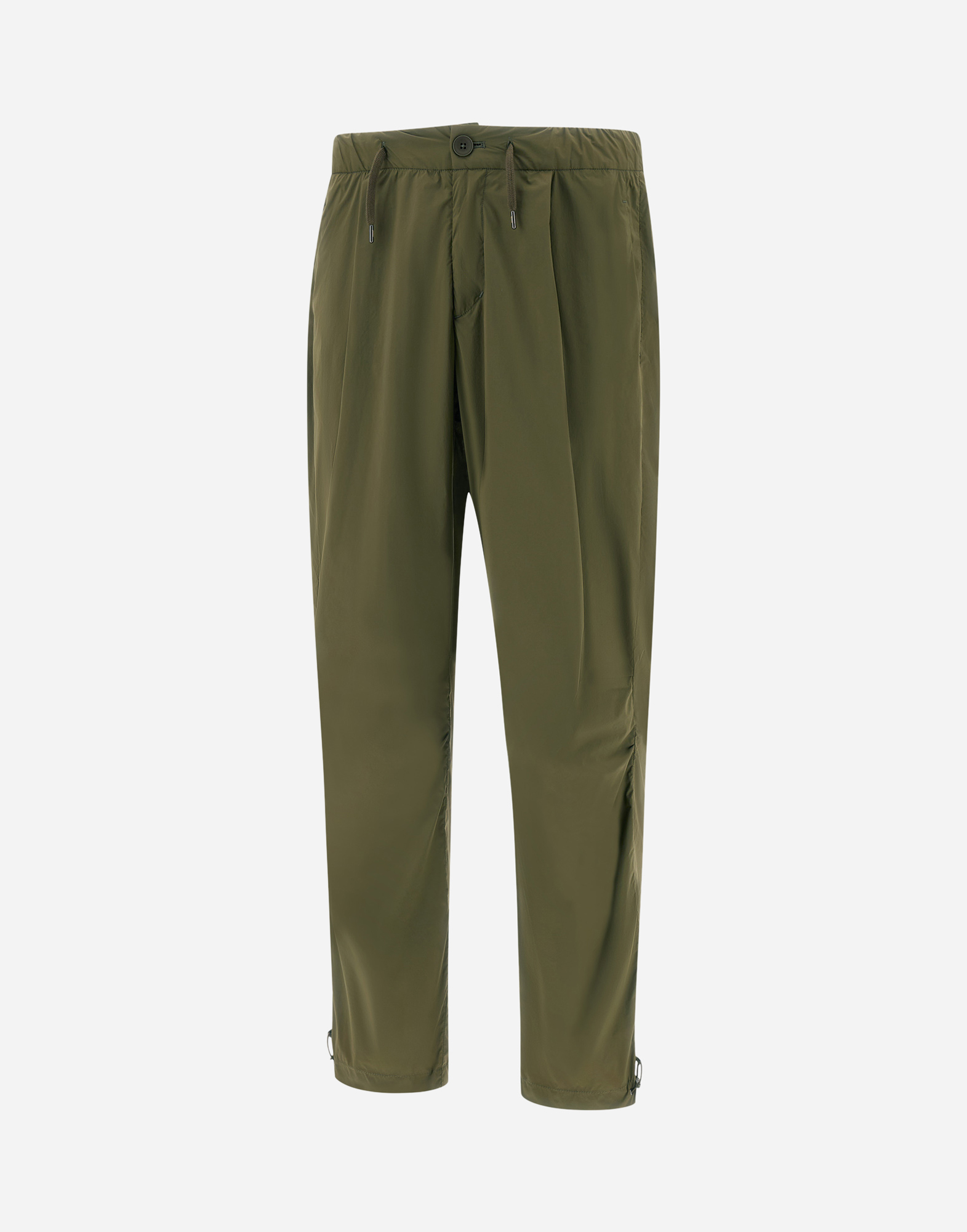 Herno Light Nylon Stretch Trousers In Light Military