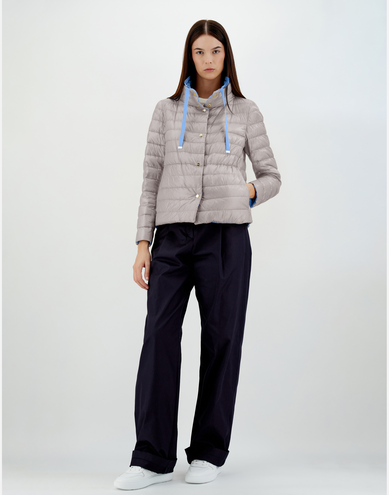 Herno Reversible Nylon Ultralight Cape In Slate