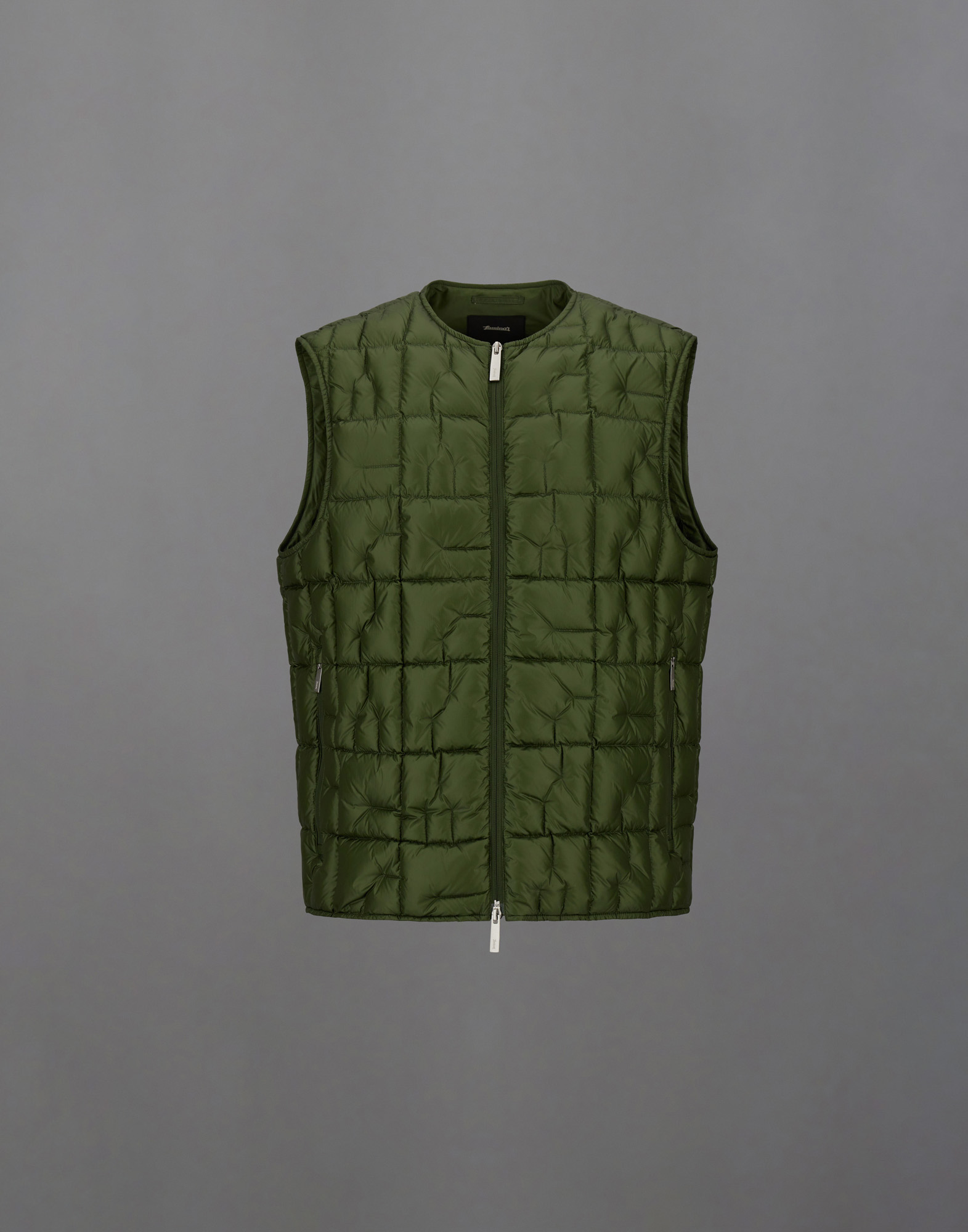 Herno Laminar Vest In Quilted Ripstop In Green