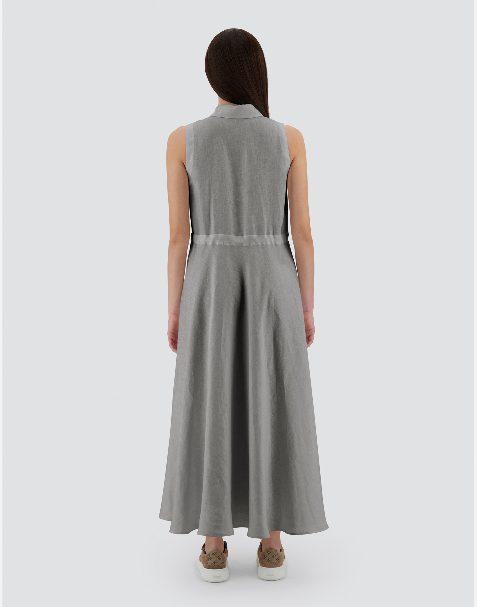 Herno Resort Dress In New Lino In Chantilly