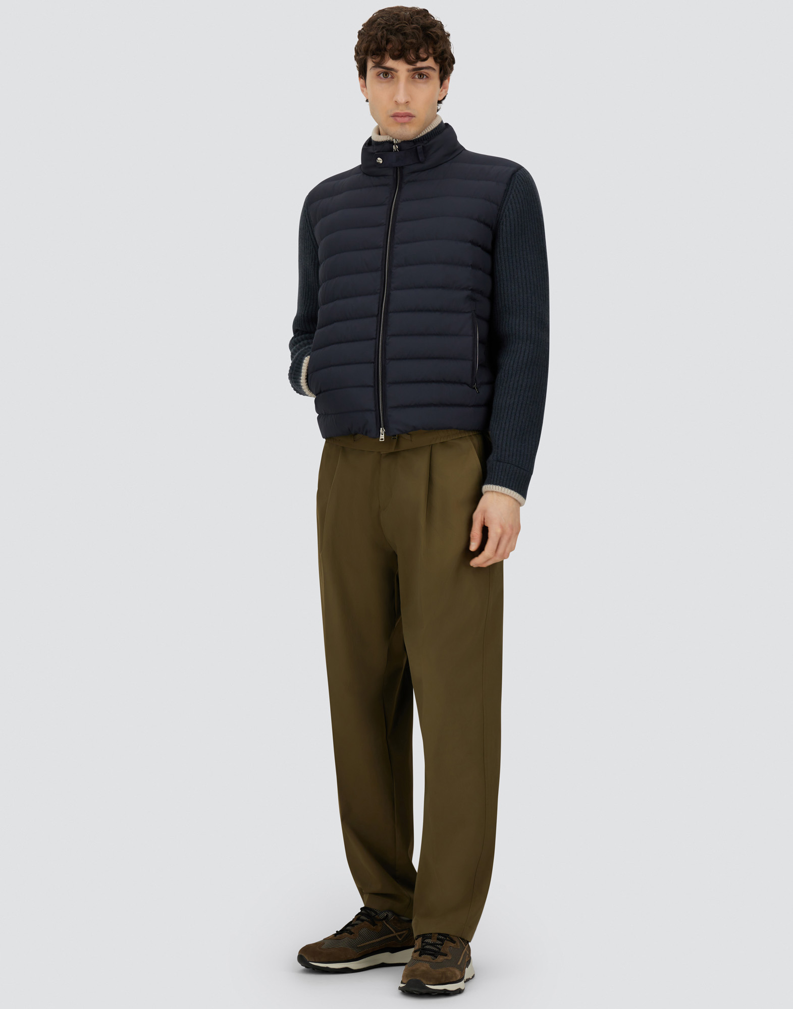 Herno Slim-fit Wool And Quilted Shell Down Jacket In Blue