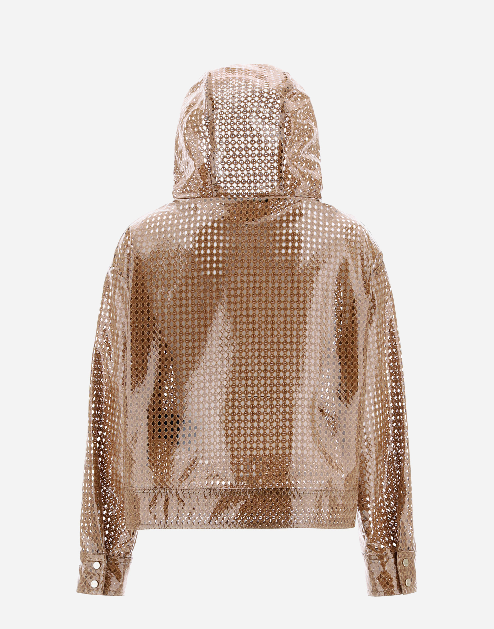 Herno Coated Pattern-lace Hooded Jacket In Sand