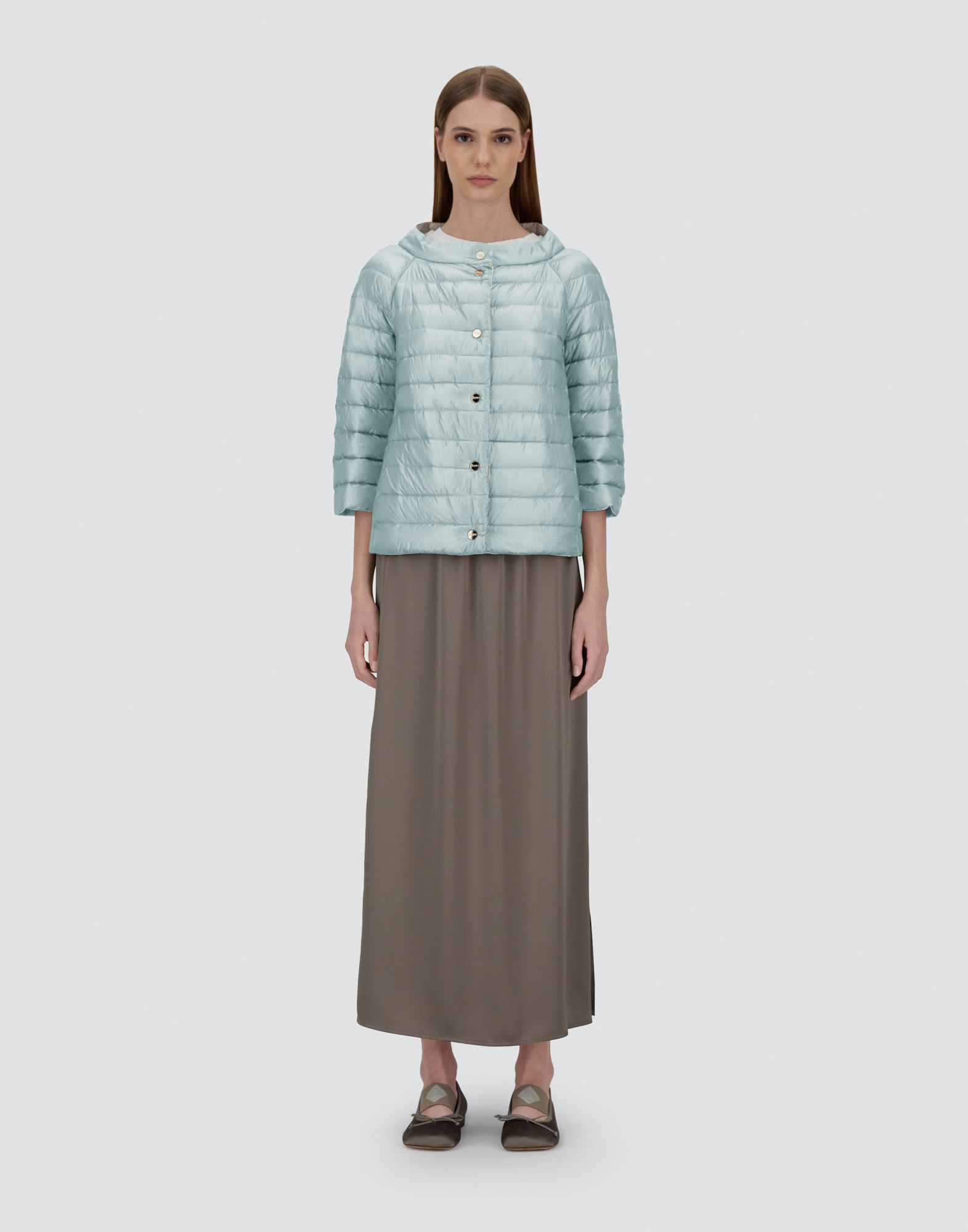 Shop Herno Reversible Cape Nylon Ultralight In Light Blue/ice