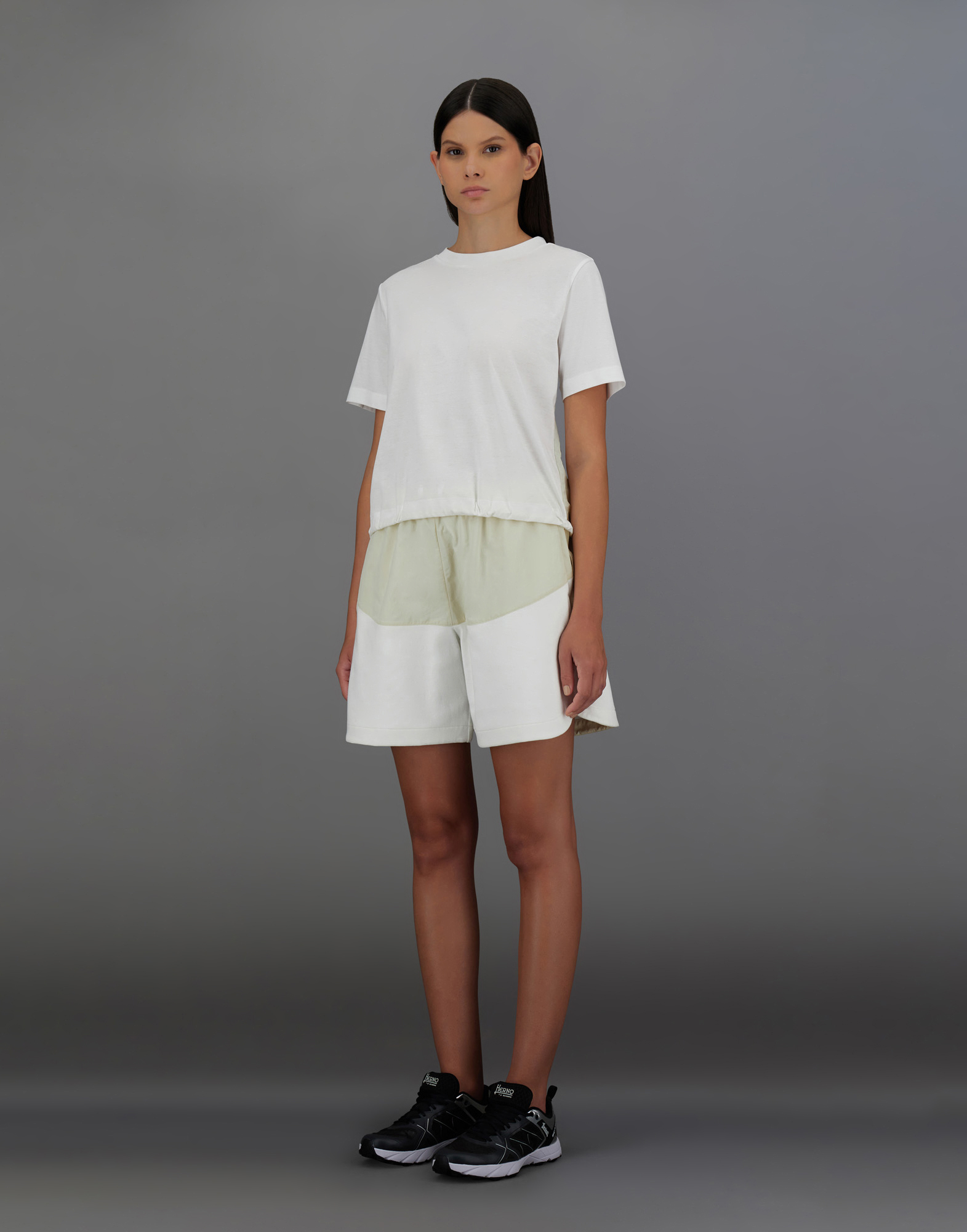 Herno Laminar T-shirt In Mercerised Jersey And Tech-poplin In White