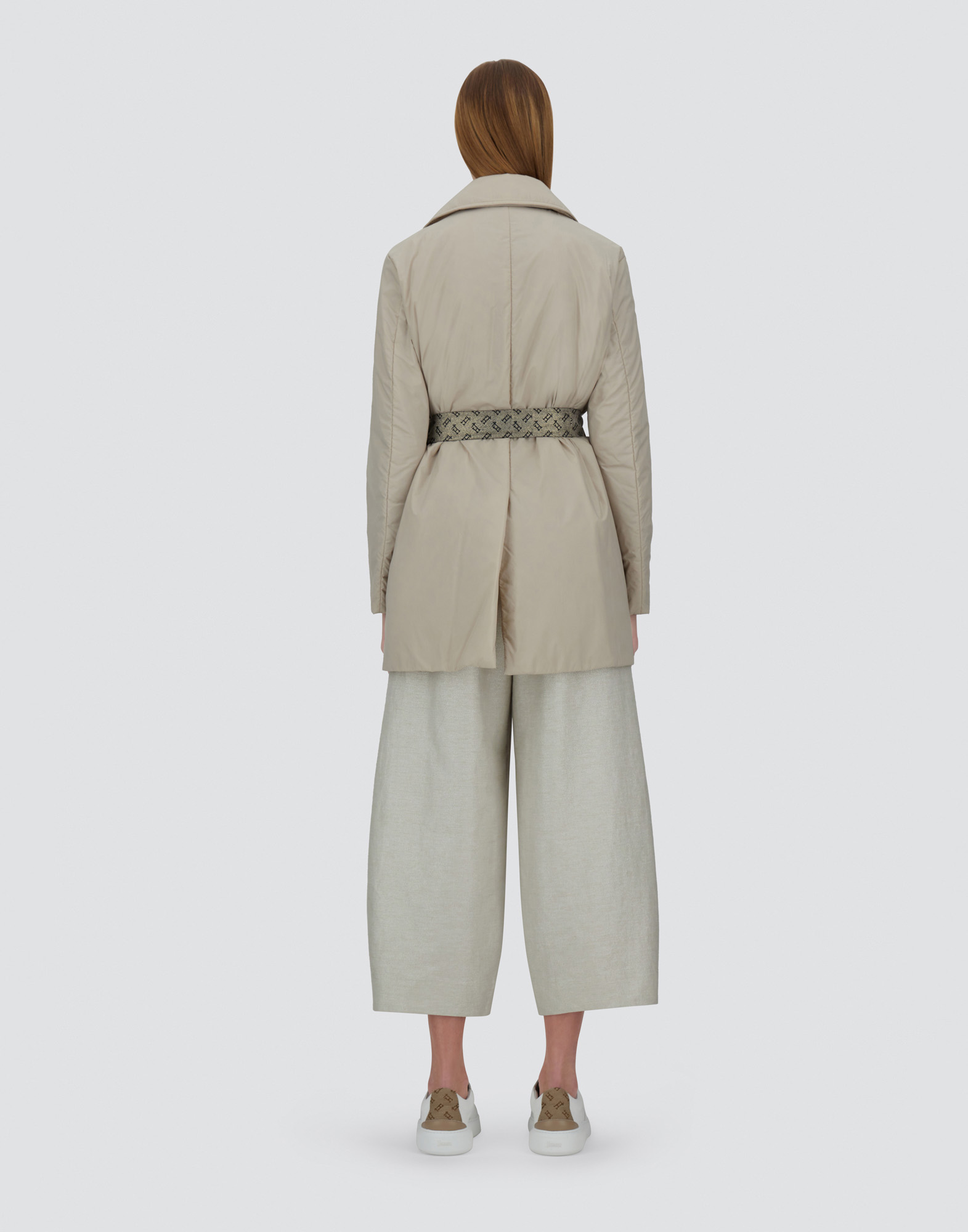 Herno Trench Coat In Ecoage And Monogram Lurex In Chantilly