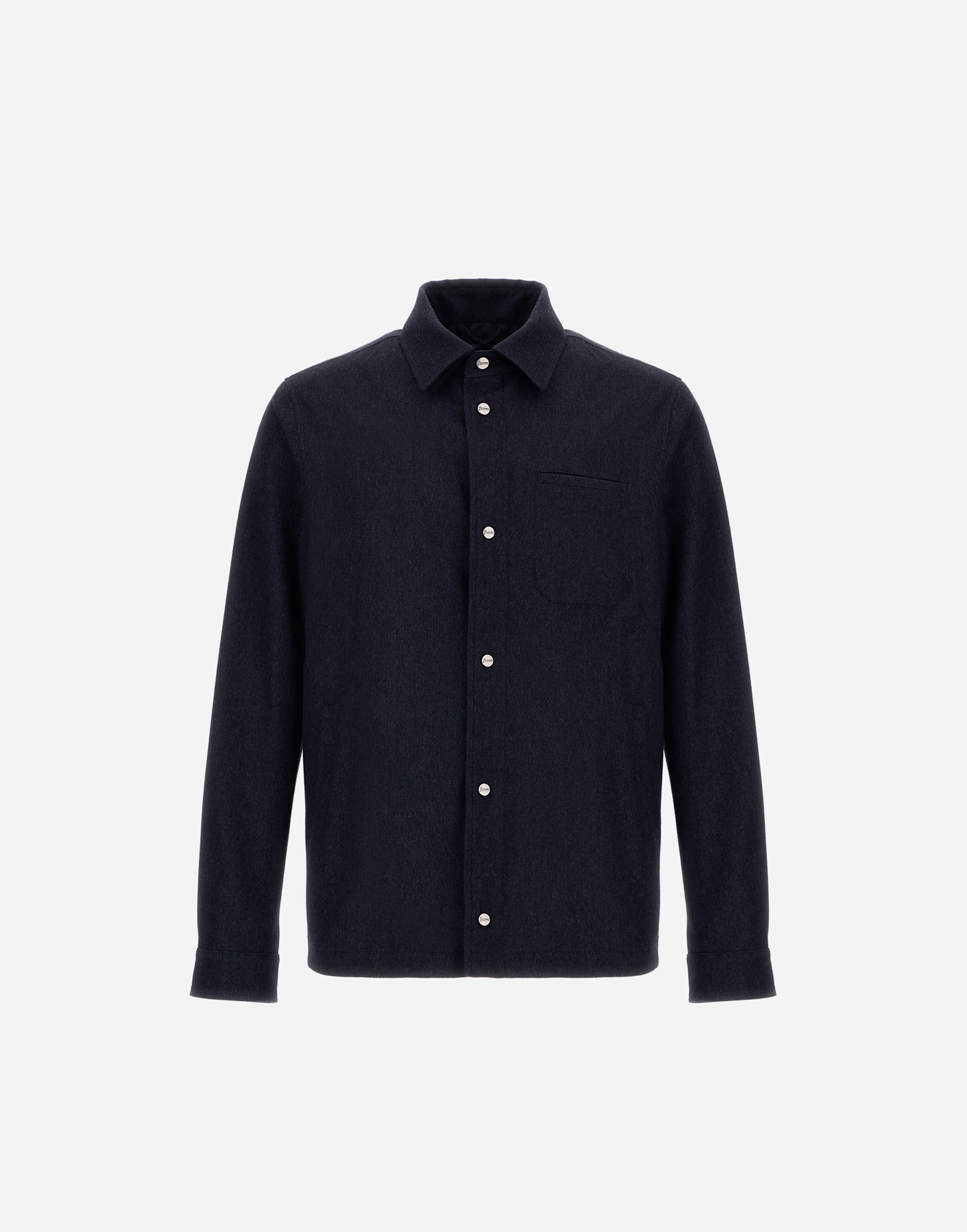 Herno Button-fastening Patch-pocket Shirt Jacket In Blue
