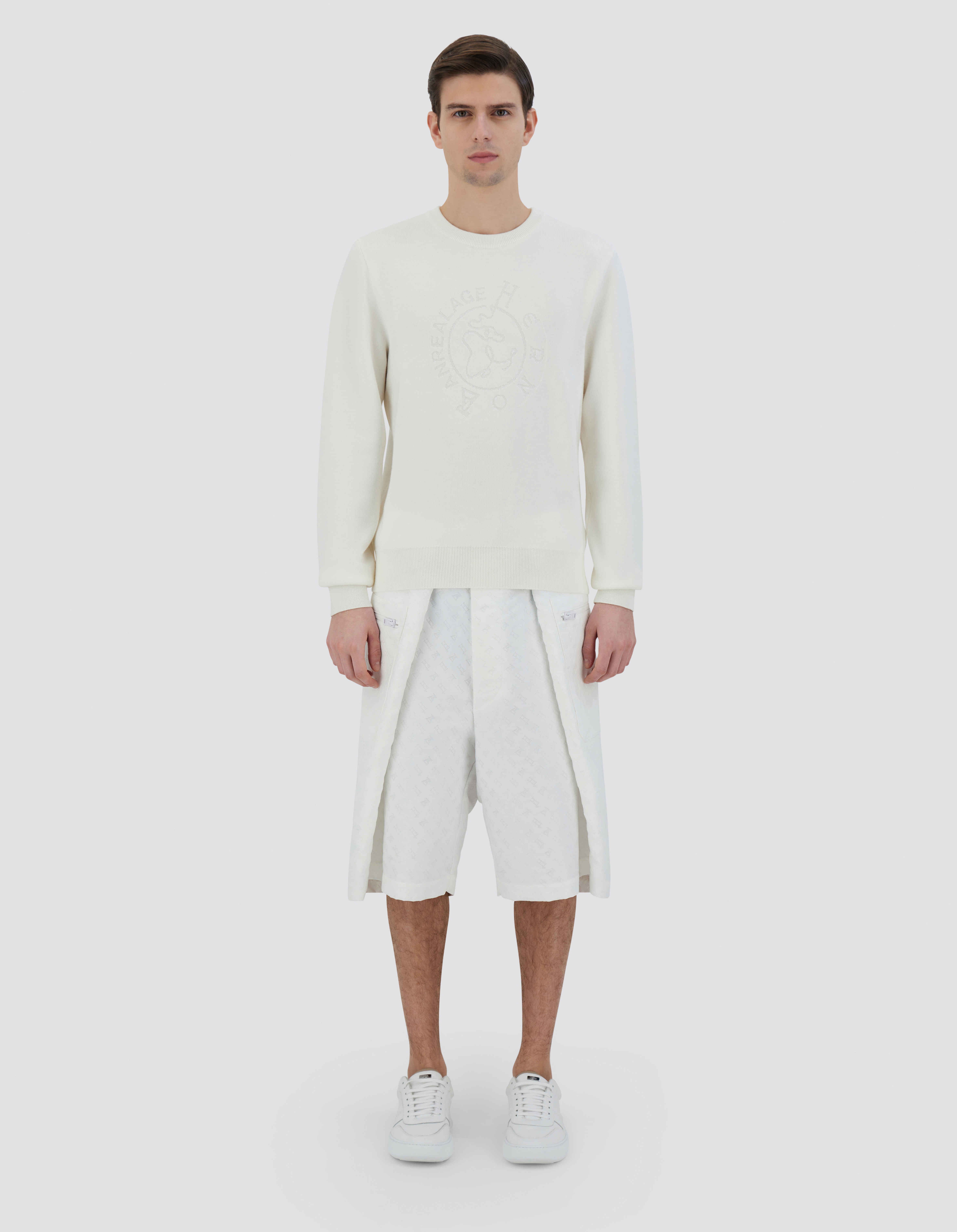 Herno Globe Sweater In Photocromatic Knit In White